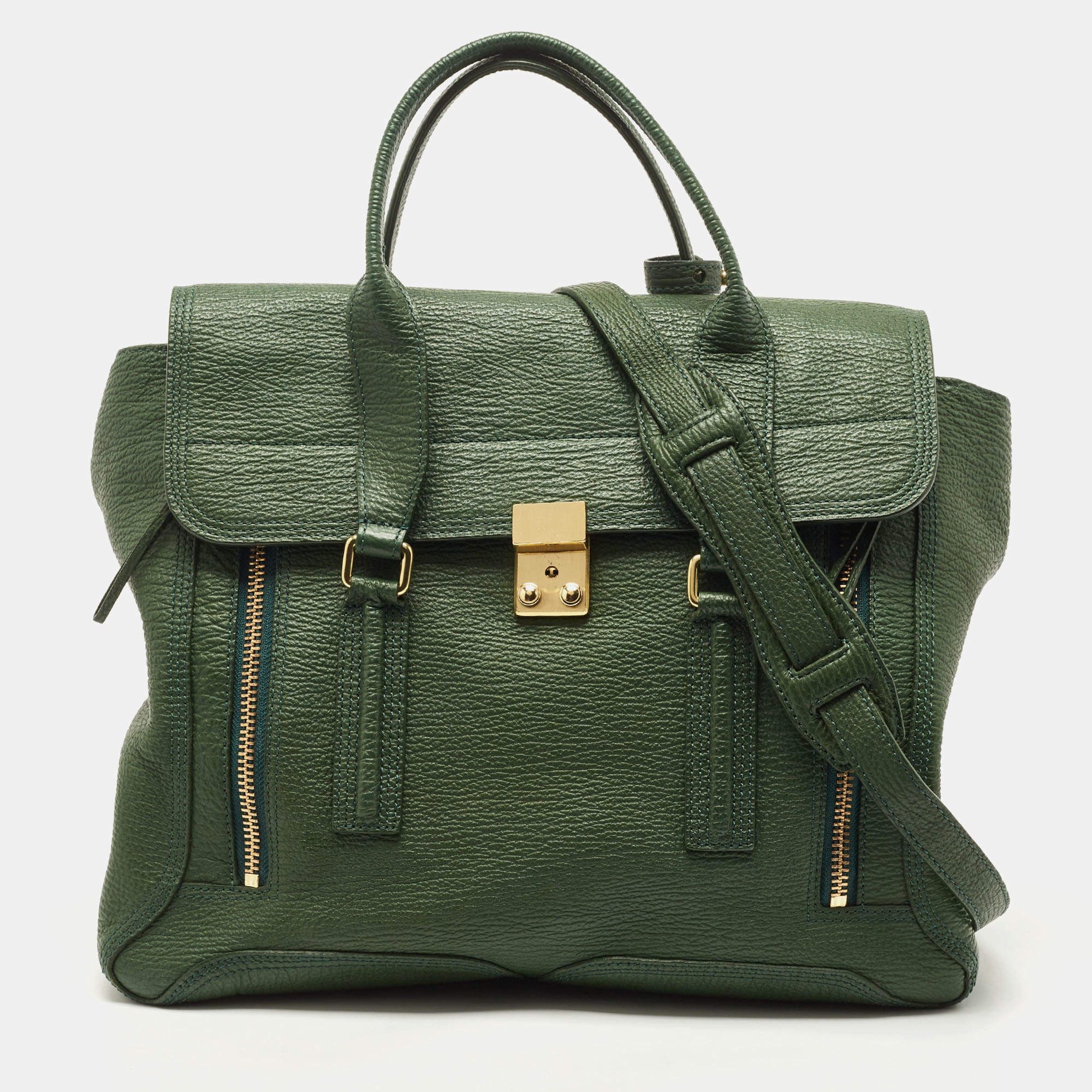 Pre Owned 3.1 Phillip Lim Green Leather Large Pashli Tote