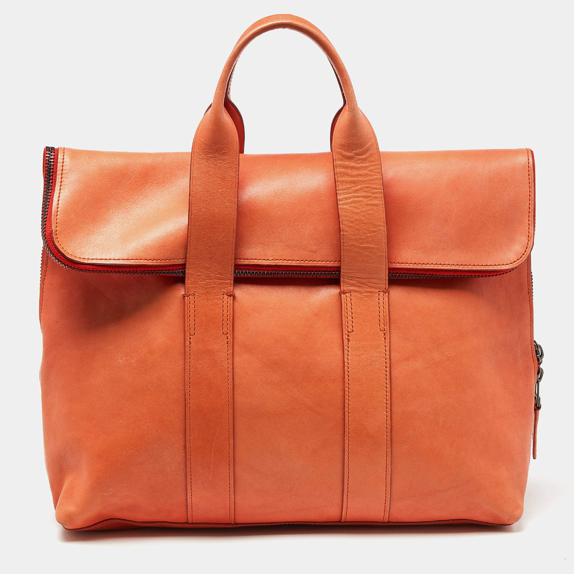 3.1 Phillip Lim Orange Leather Fold Over Tote
