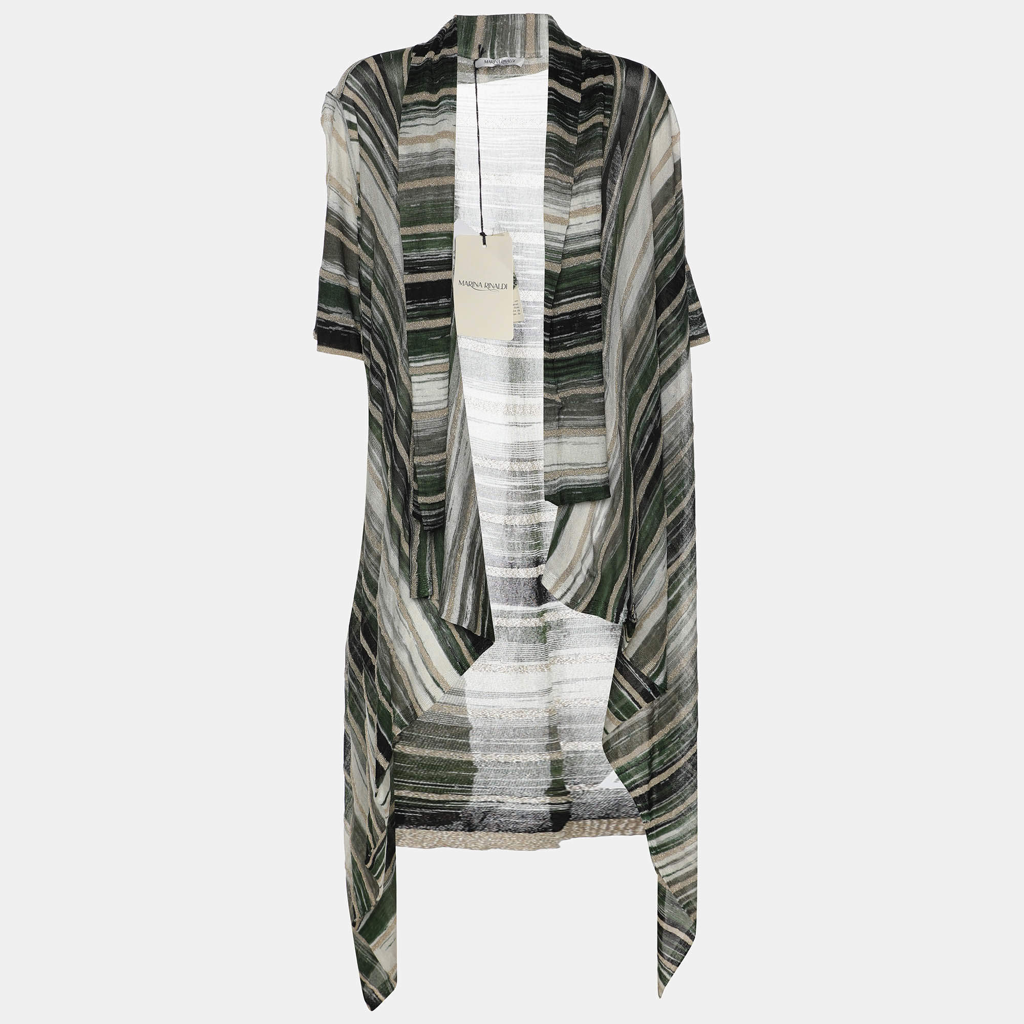 Pre Owned كارديجان محبوك لوركس مرن بخطوط متعددة الألوان مارينا رينالدي مقاس كبير