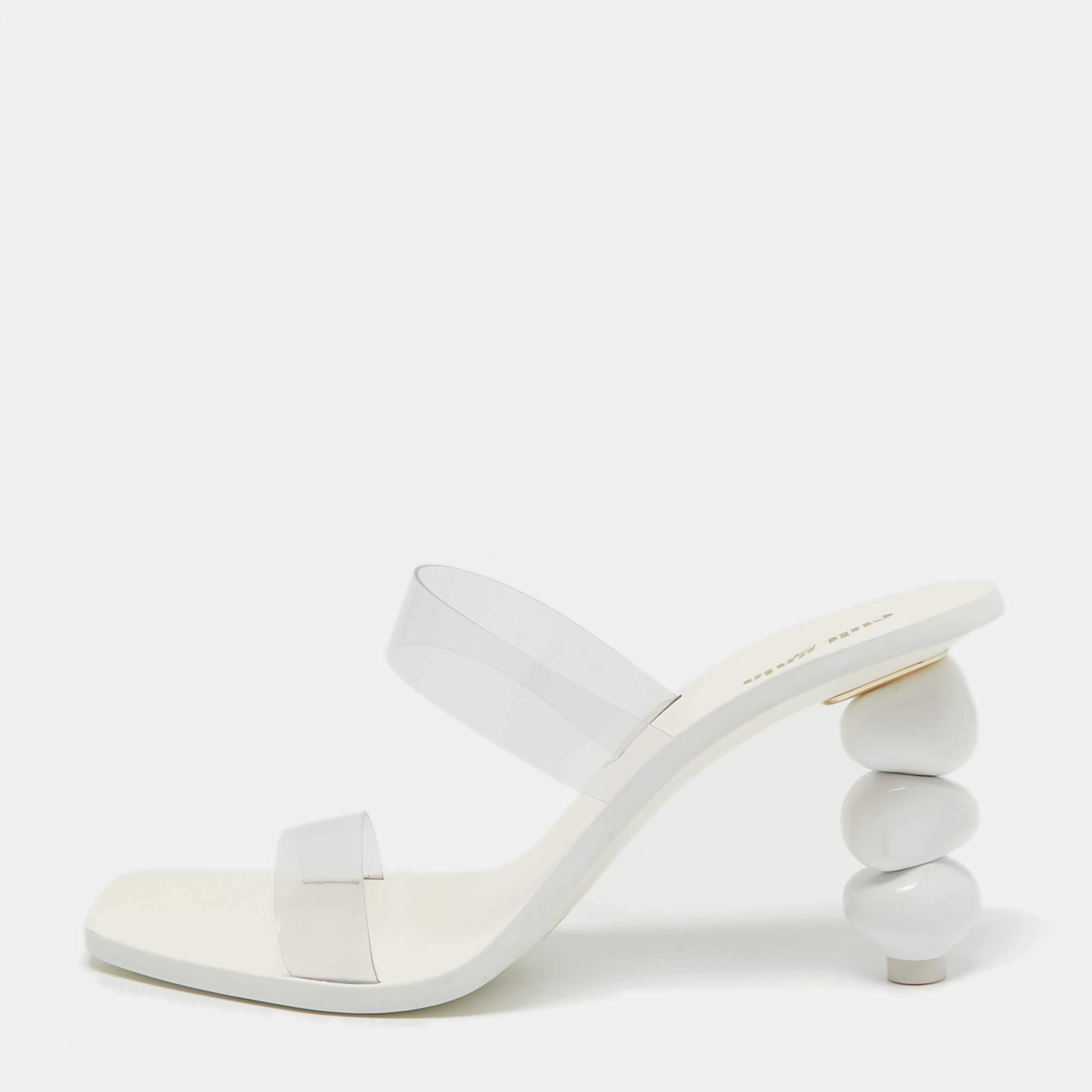 Cult Gaia White/Transparent PVC Slide Sandals Size 39