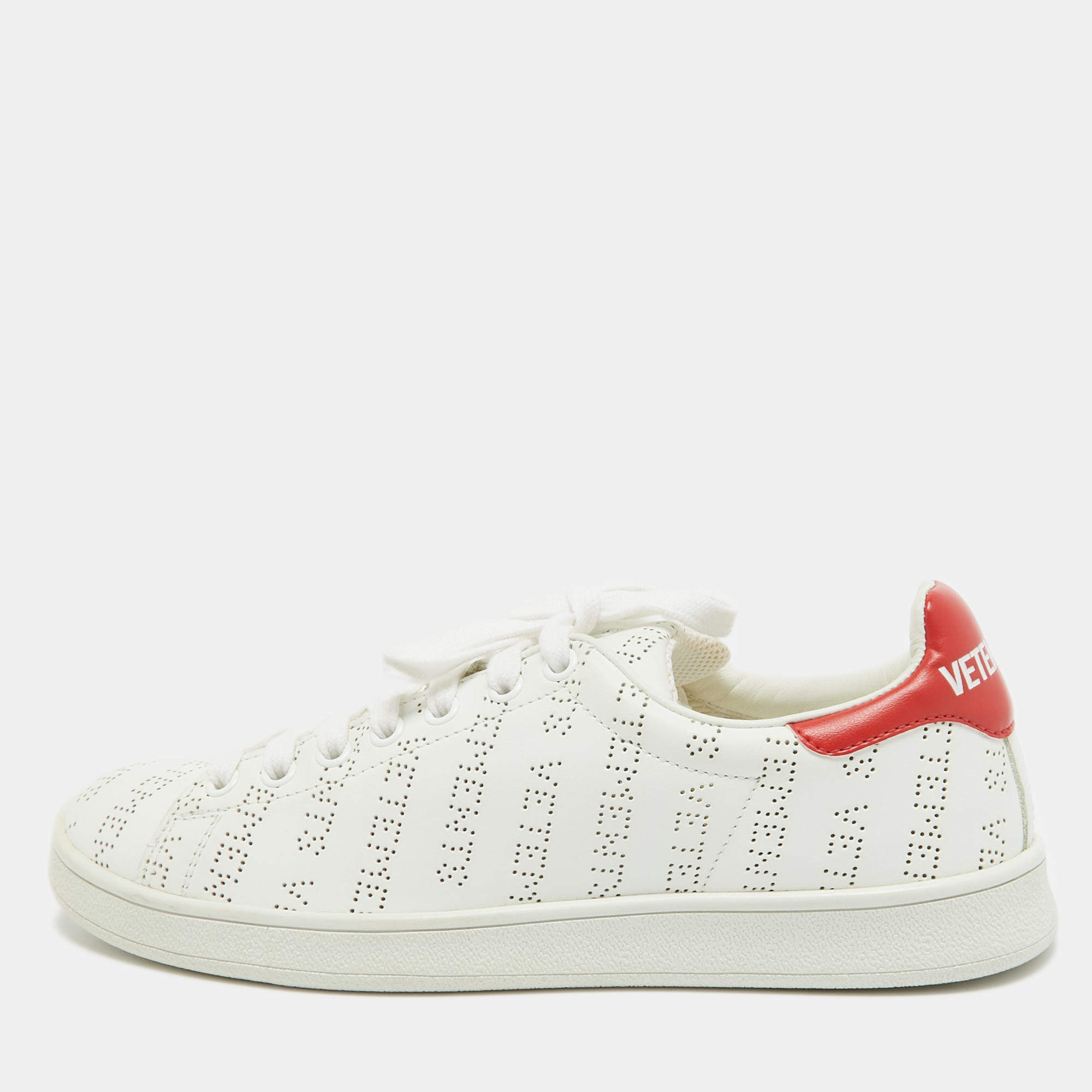 Pre Owned Vetements White Perforated Leather Low Top Sneakers Size 38