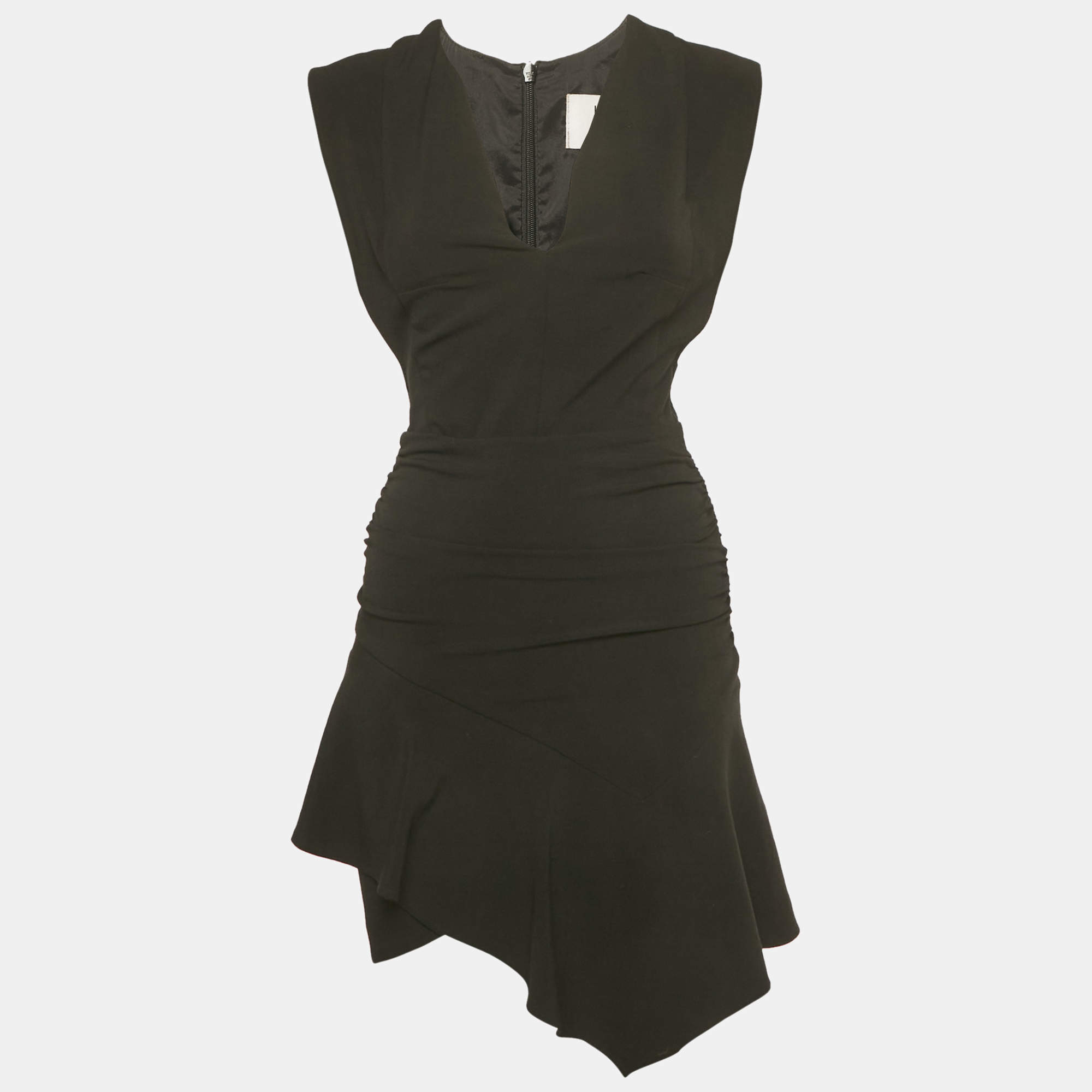 Pre Owned BA&SH Black Crepe Draped Sleeveless Mini Dress XS