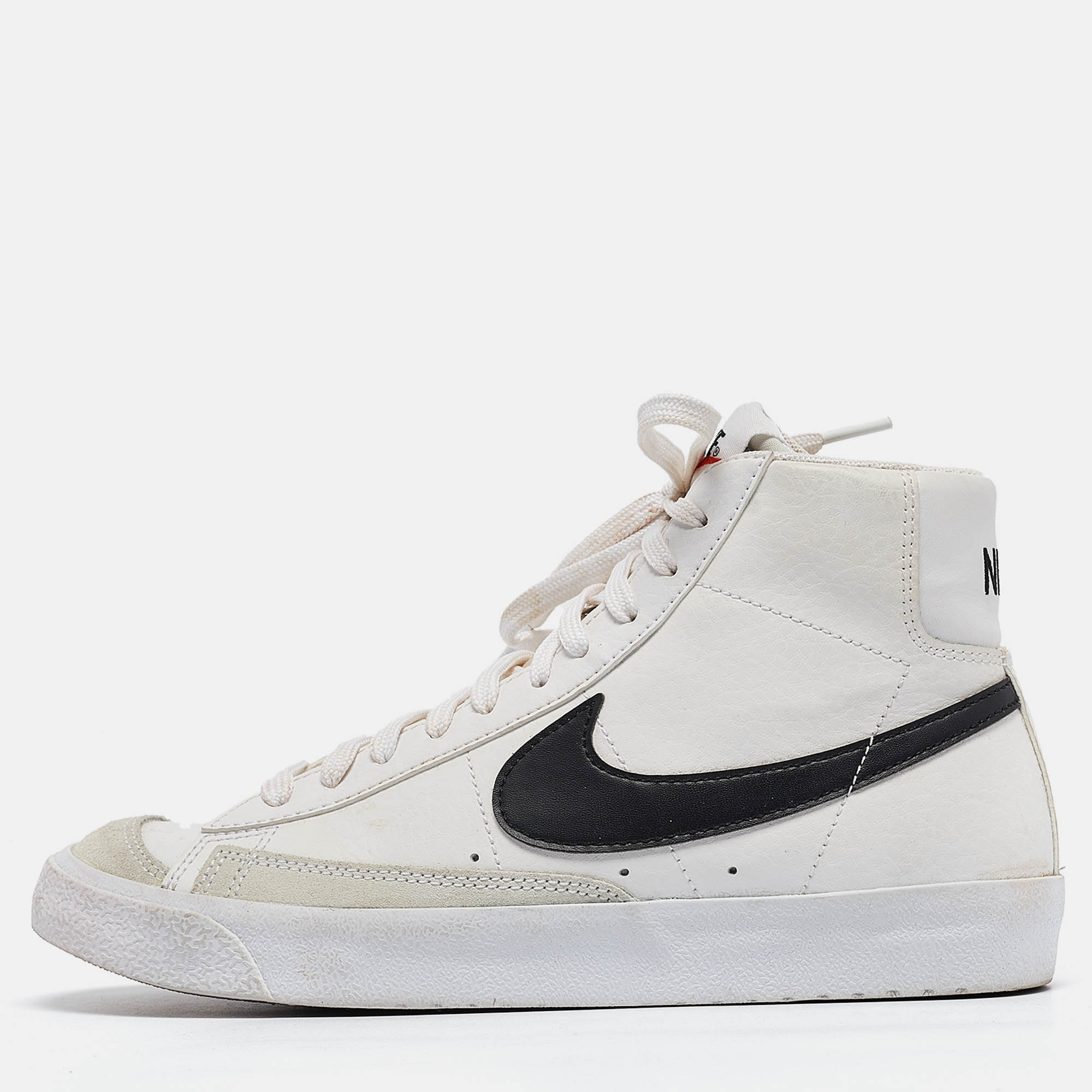 Nike White Leather BLazer High Top Sneakers Size 38.5