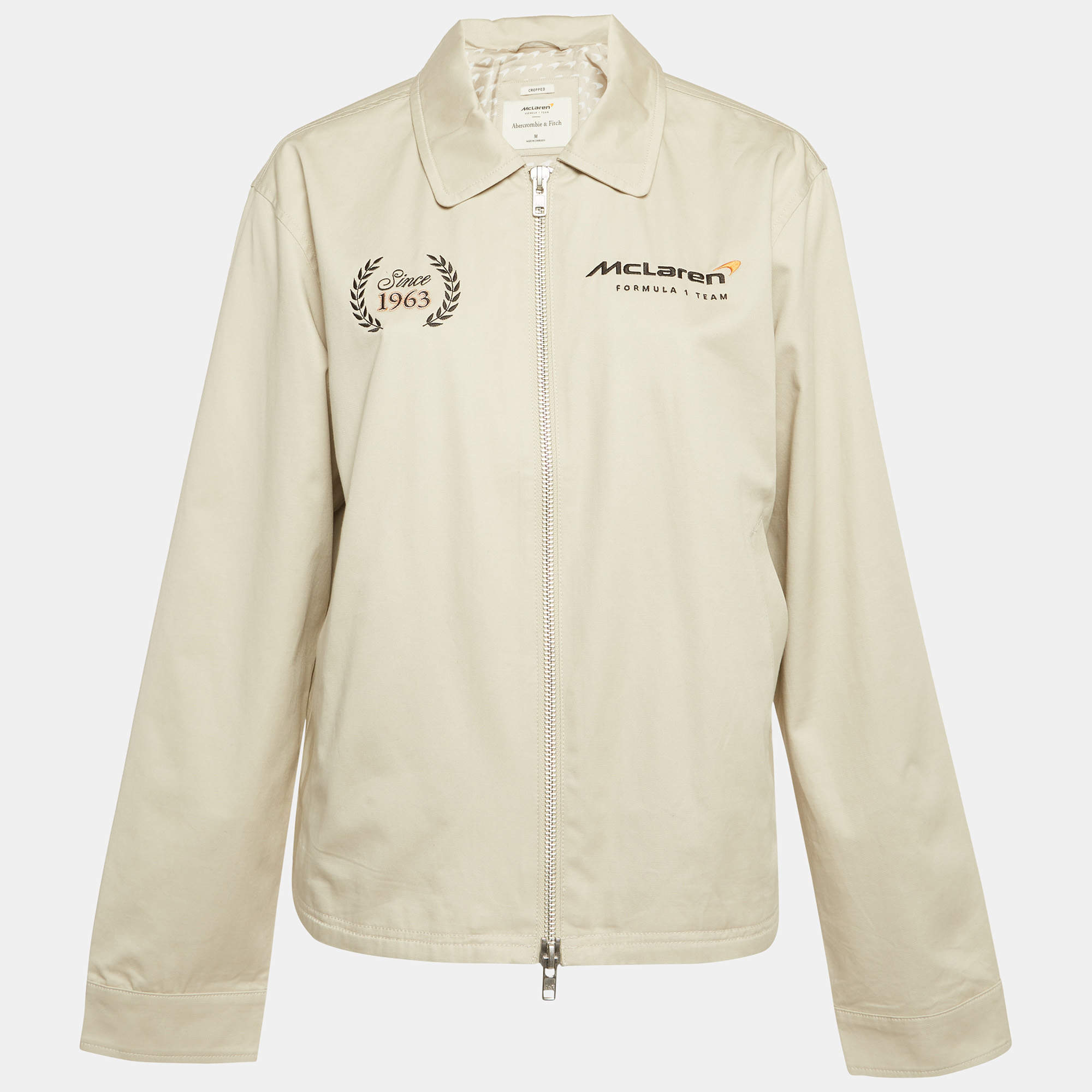 مملوكة مسبقًا Abercrombie & Fitch X McLaren Beige Gabardine Windbreaker Jacket M