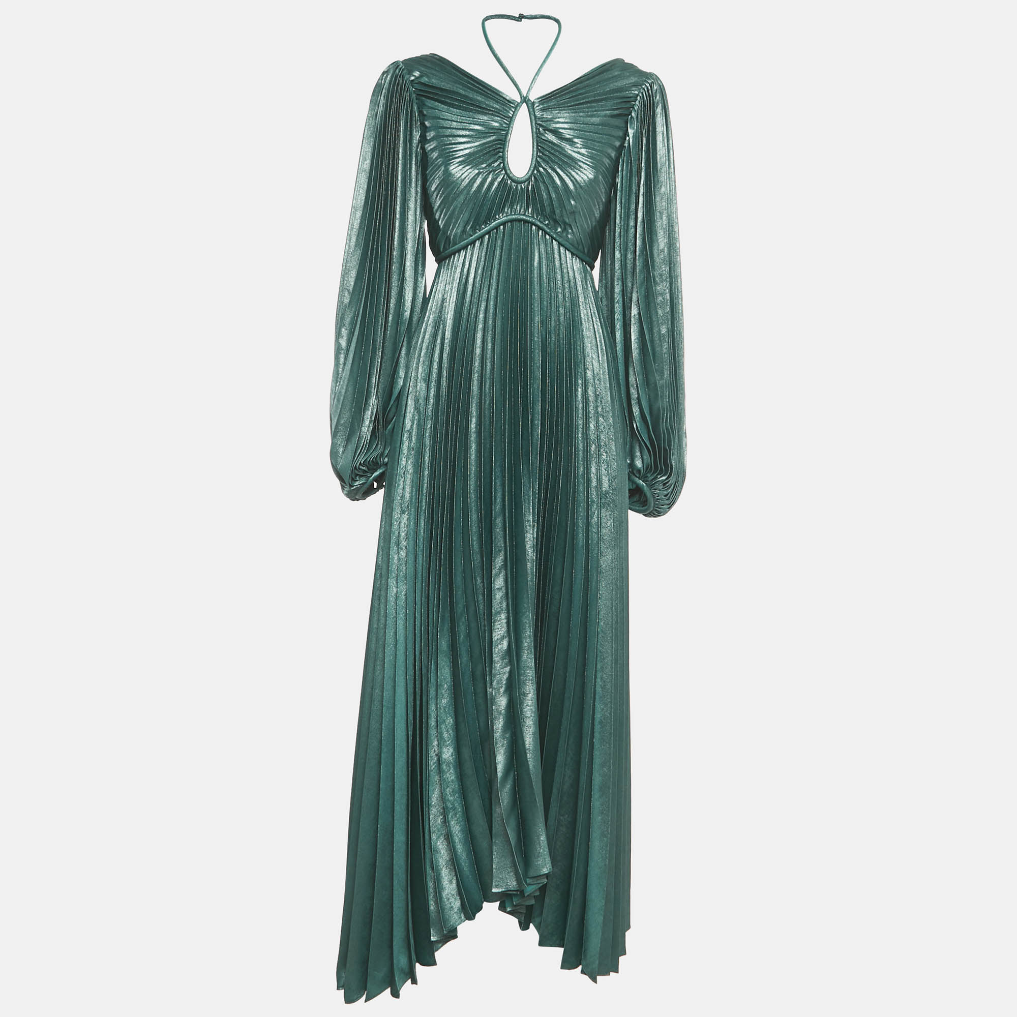 Pre Owned Acler Green Plisse Shimmer Lanesfield Maxi Dress S