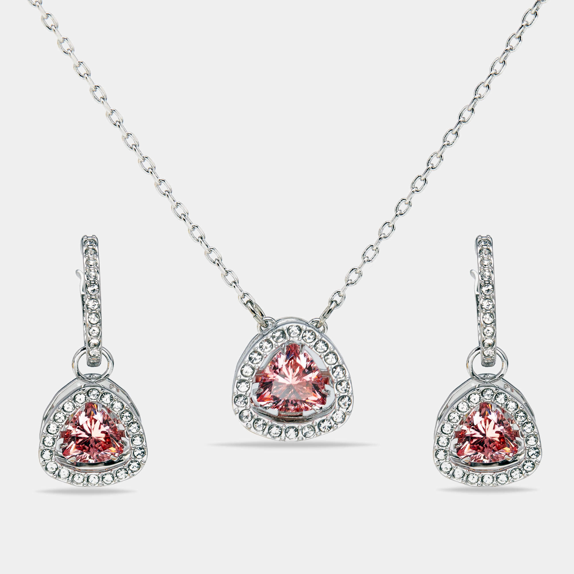 Swarovski Una Crystals Silver Tone Earring Necklace Set
