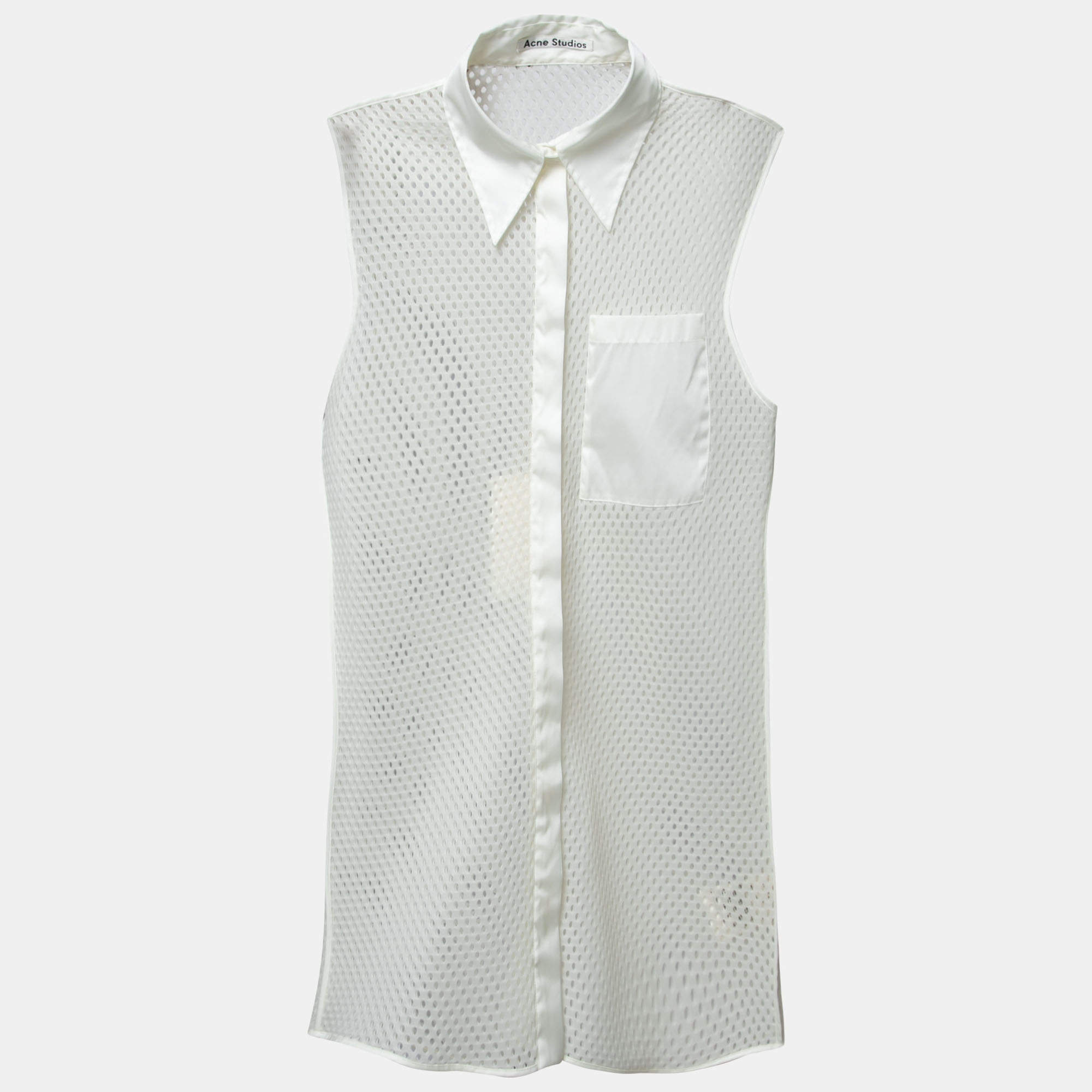 Acne Studios White Perforated Mesh Sleeveless Adelia Shirt M