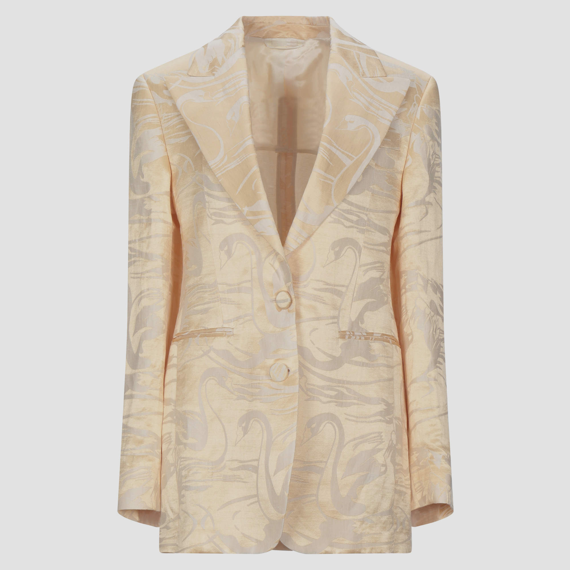 Pre Owned Acne Studios Beige/Yellow Patterned Linen-Blend Blazer S (EU 36)