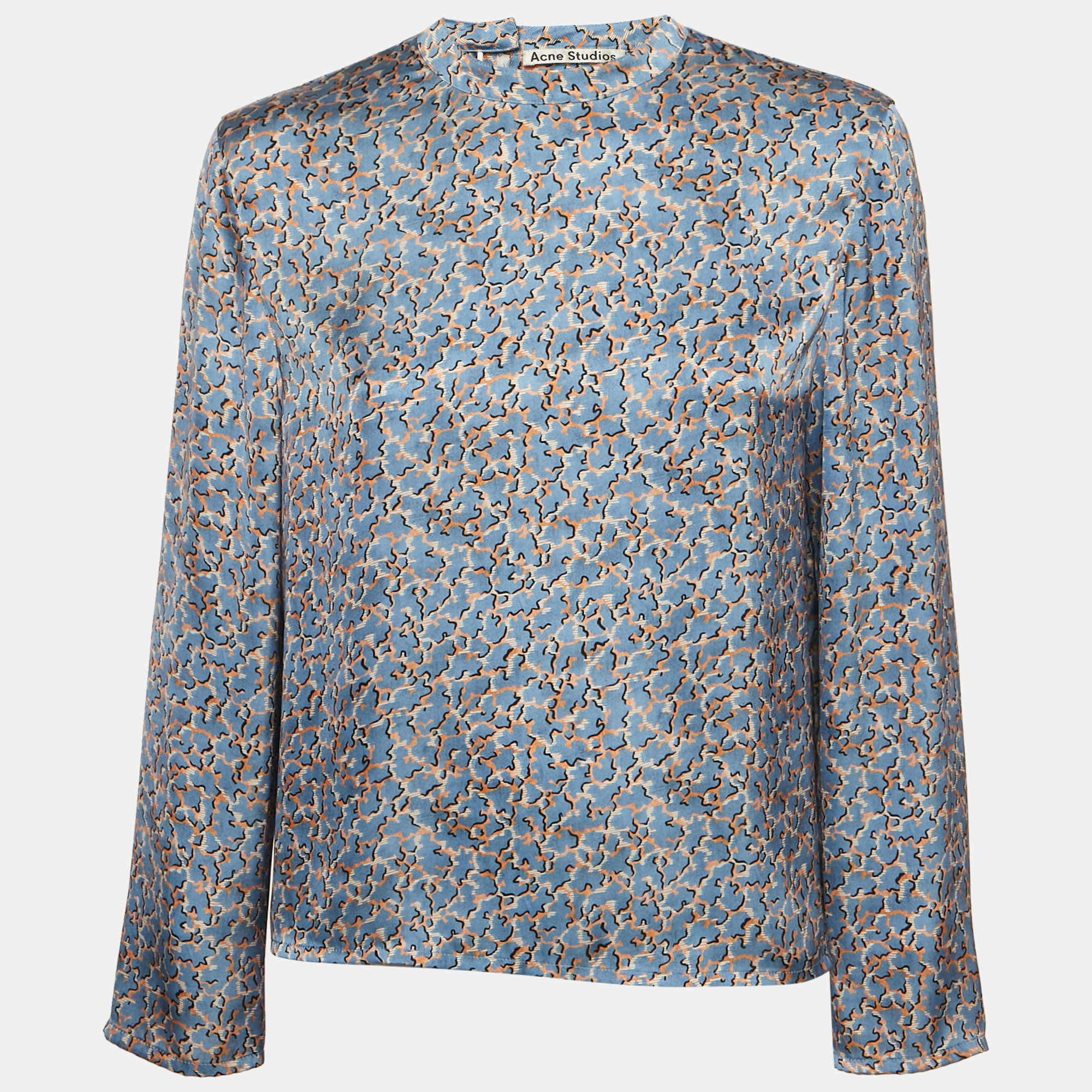 Acne Studios Blue Printed Satin Blouse S