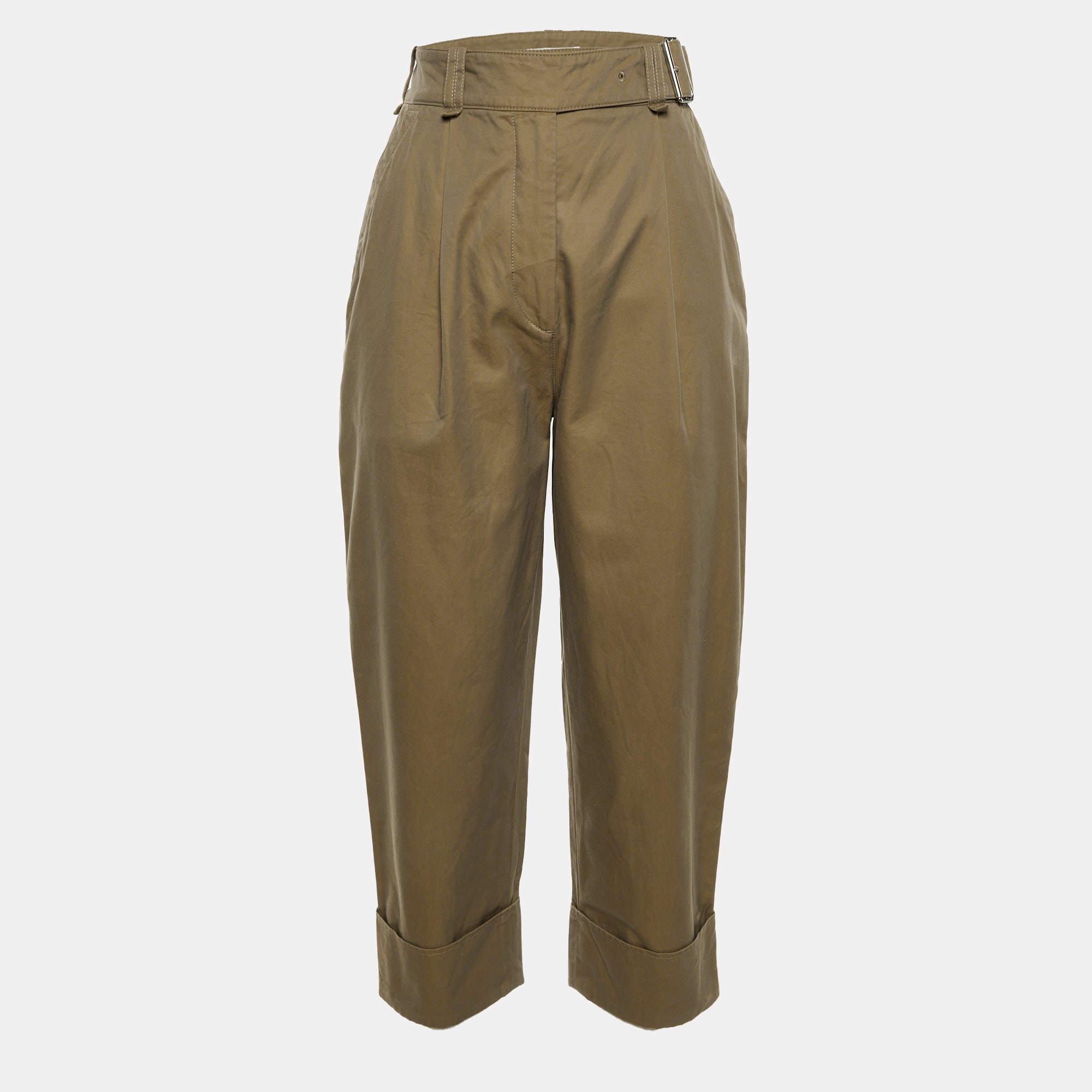 Pre Owned Acne Studios Brown Cotton Cuffed Trouser S