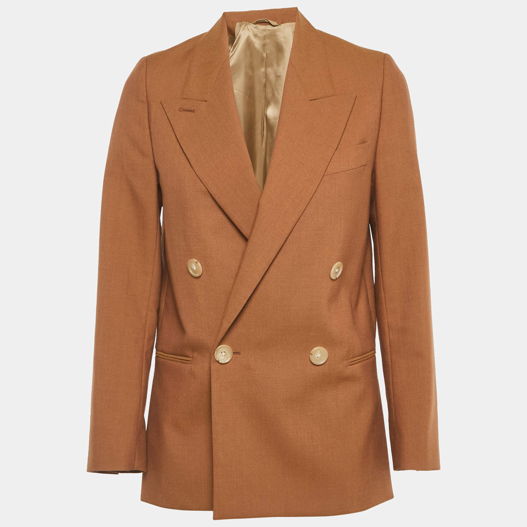 Pre Owned Acne Studios Brown Wool Double Breasted Blazer XS