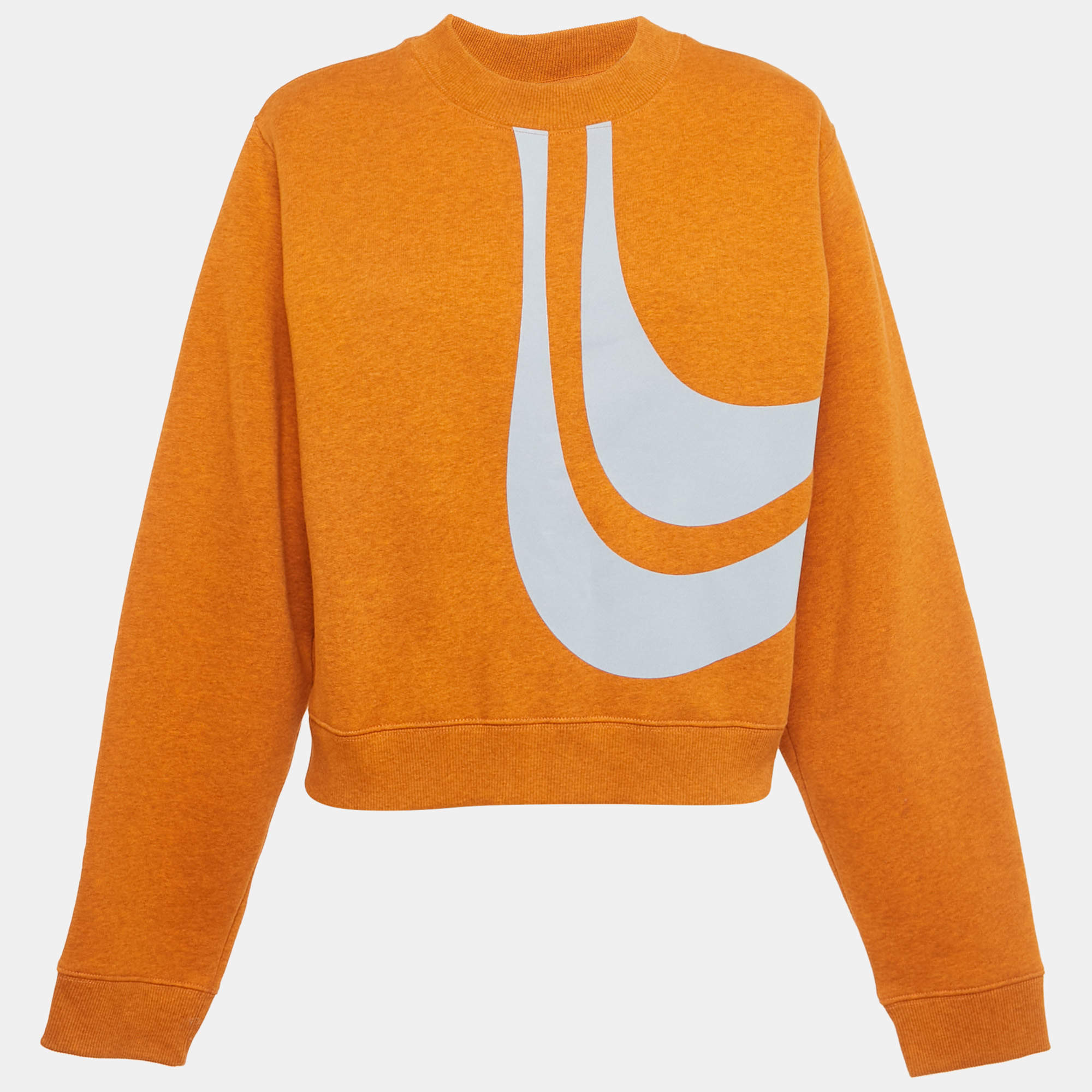 Pre Owned Acne Studios Orange Bird Applique Cotton Knit Sweatshirt M