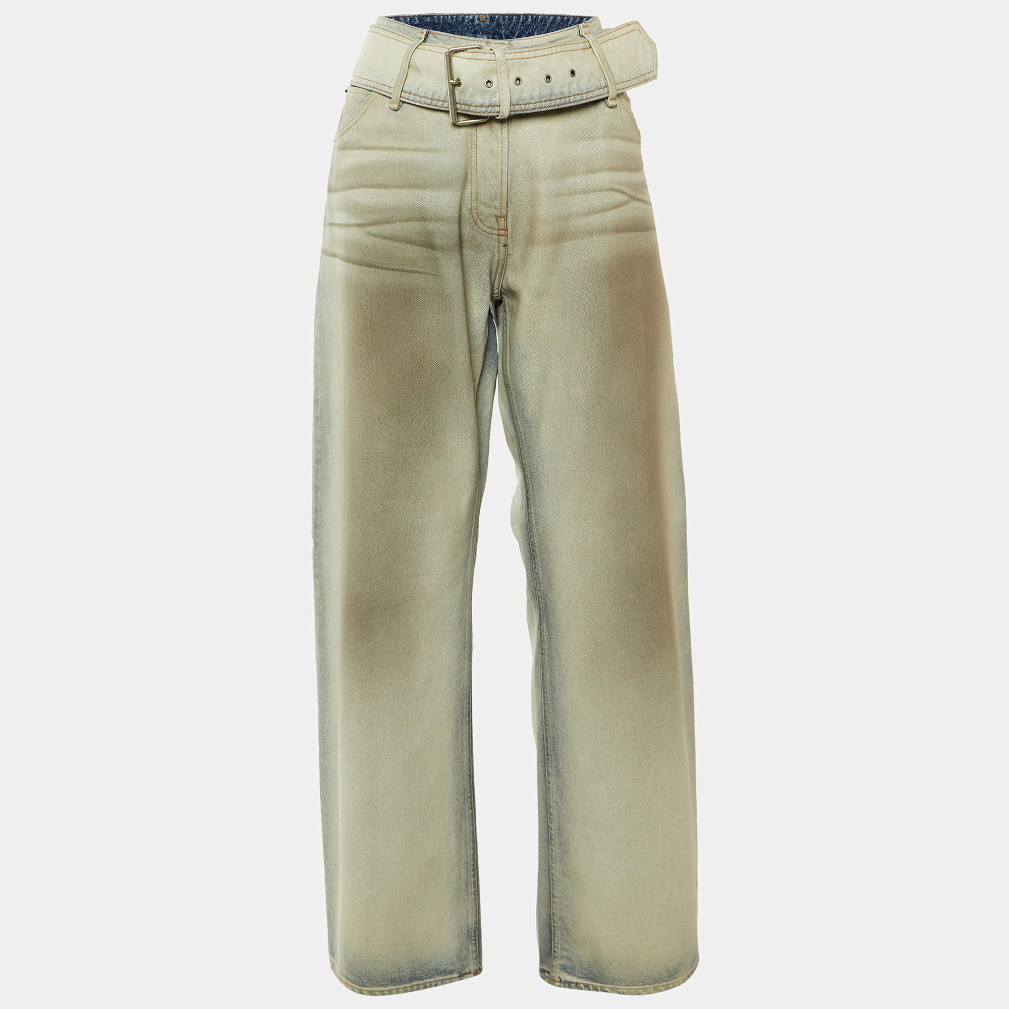 مملوكة مسبقًا Acne Studios Blue Coated Belted Denim Jeans M Waist 31"