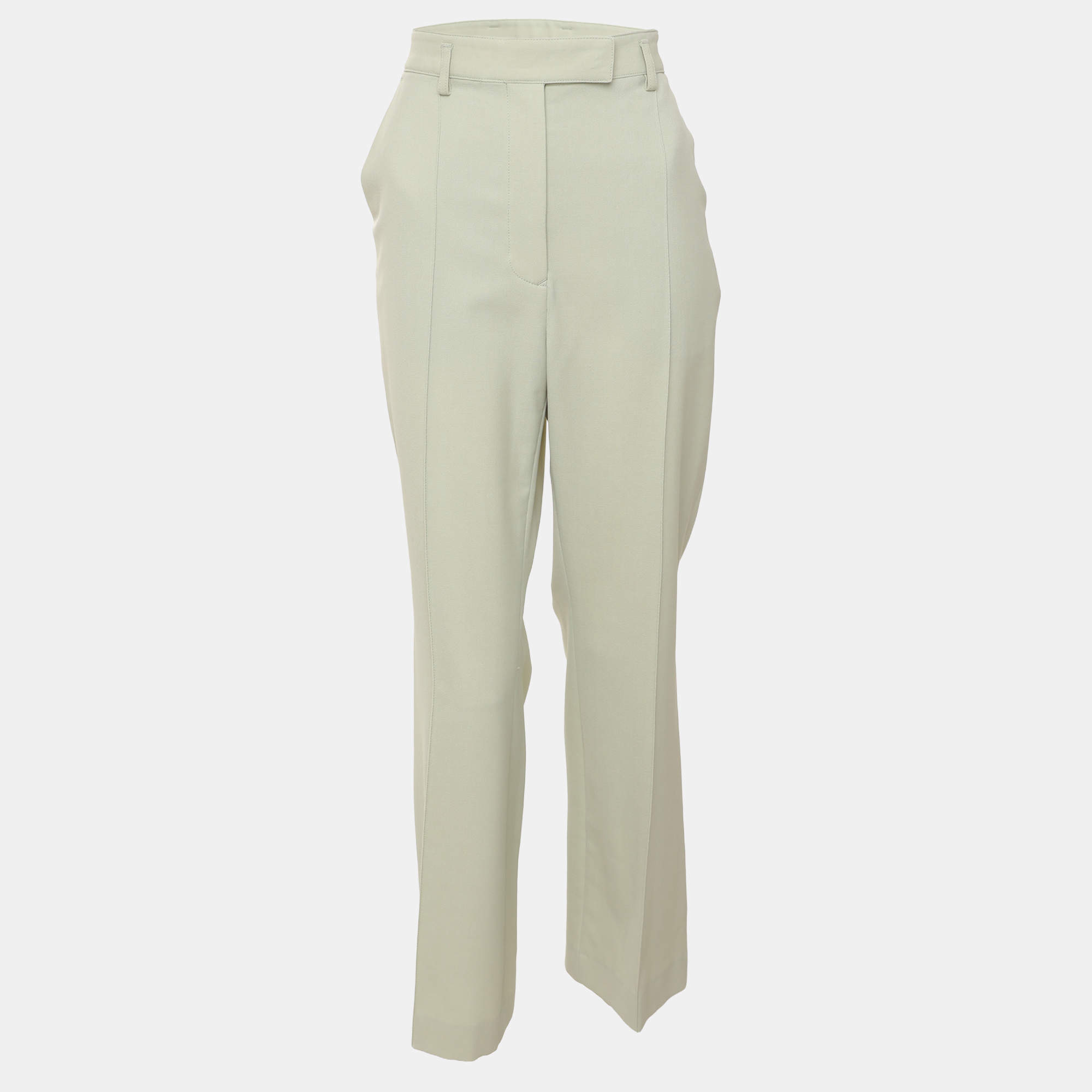 Pre Owned Acne Studios Light Green Wool Blend Wide Leg Pants M