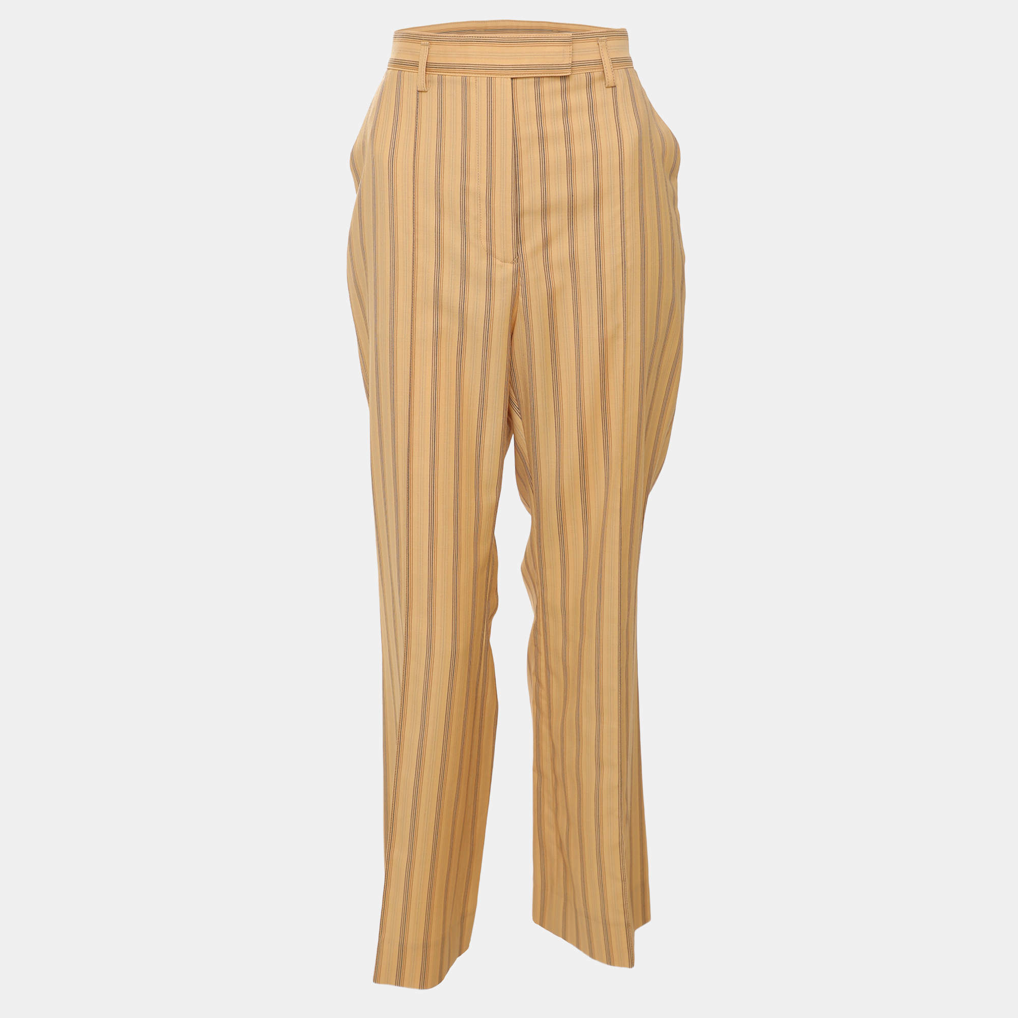 Pre Owned Acne Studios Stripe Wool Wide Leg Pants M