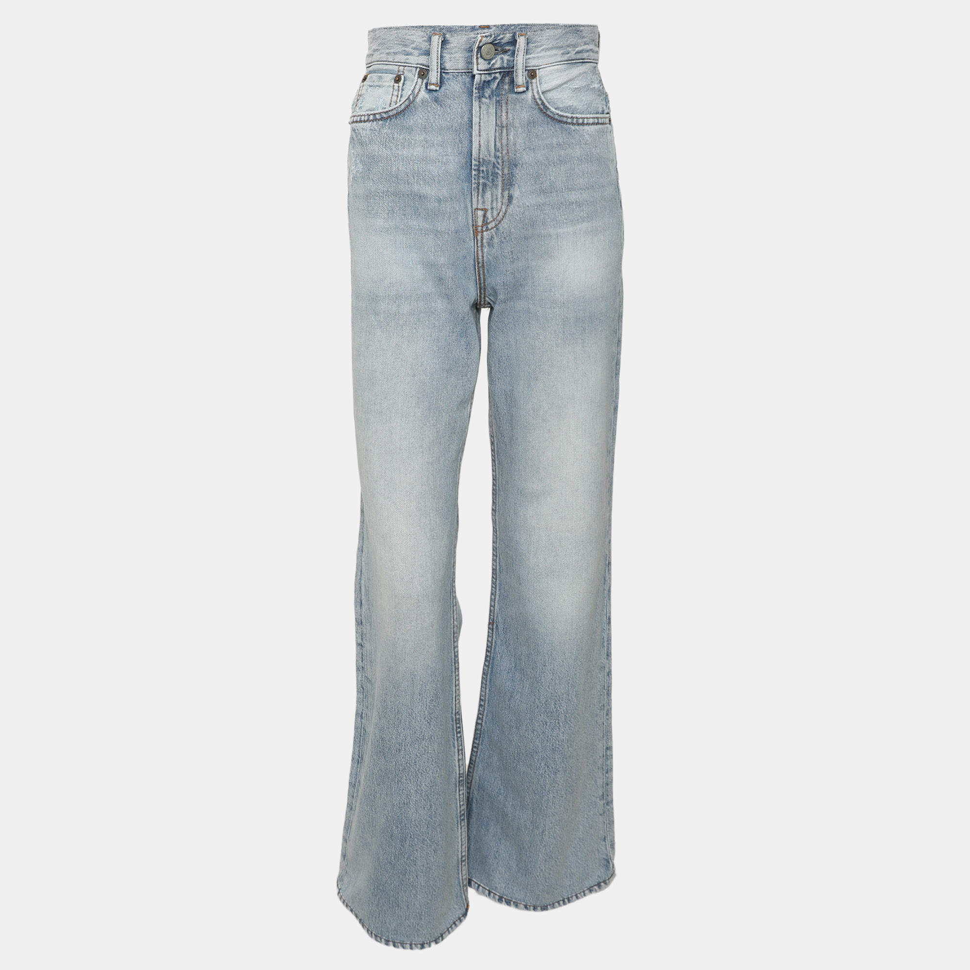 Pre Owned Acne Blue Wash Denim Wide Leg Jeans XS