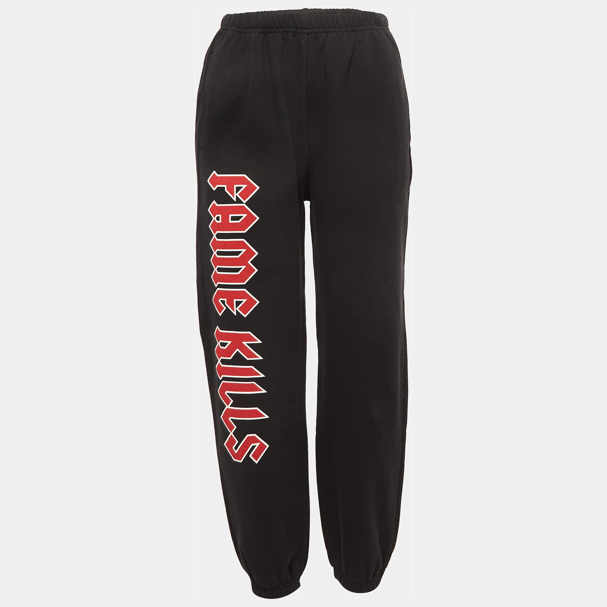 Pre Owned Adaptation Black Printed Cotton Knit Sweatpants M