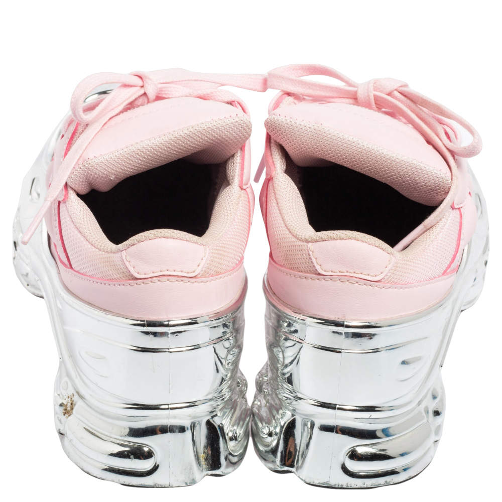 Adidas By Raf Simons Pink Silver Leather And Mesh Ozweego Sneakers Size 36 2 3 Adidas By Raf Simons TLC