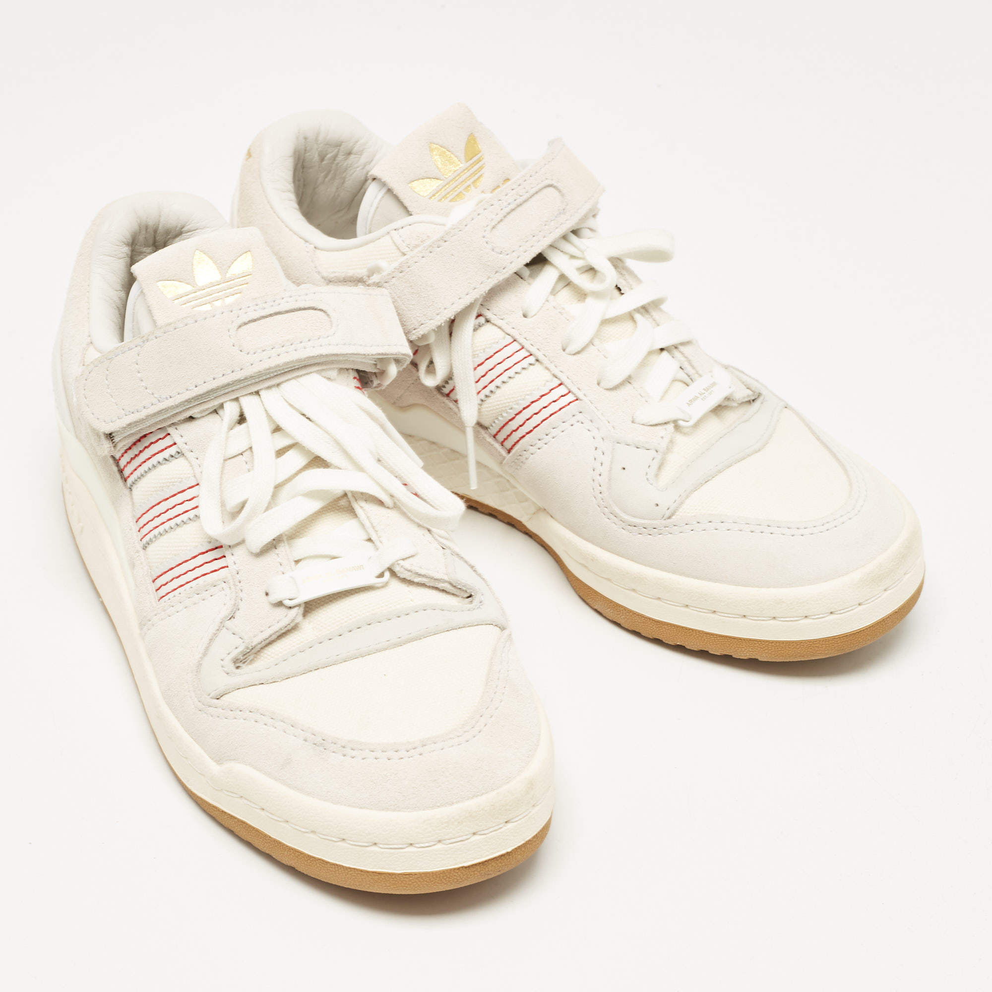 Pre Owned Adidas x Arwa Al Banawi Multicolor Canvas and Suede Forum 84 Low Sneakers Size 38 2/3
