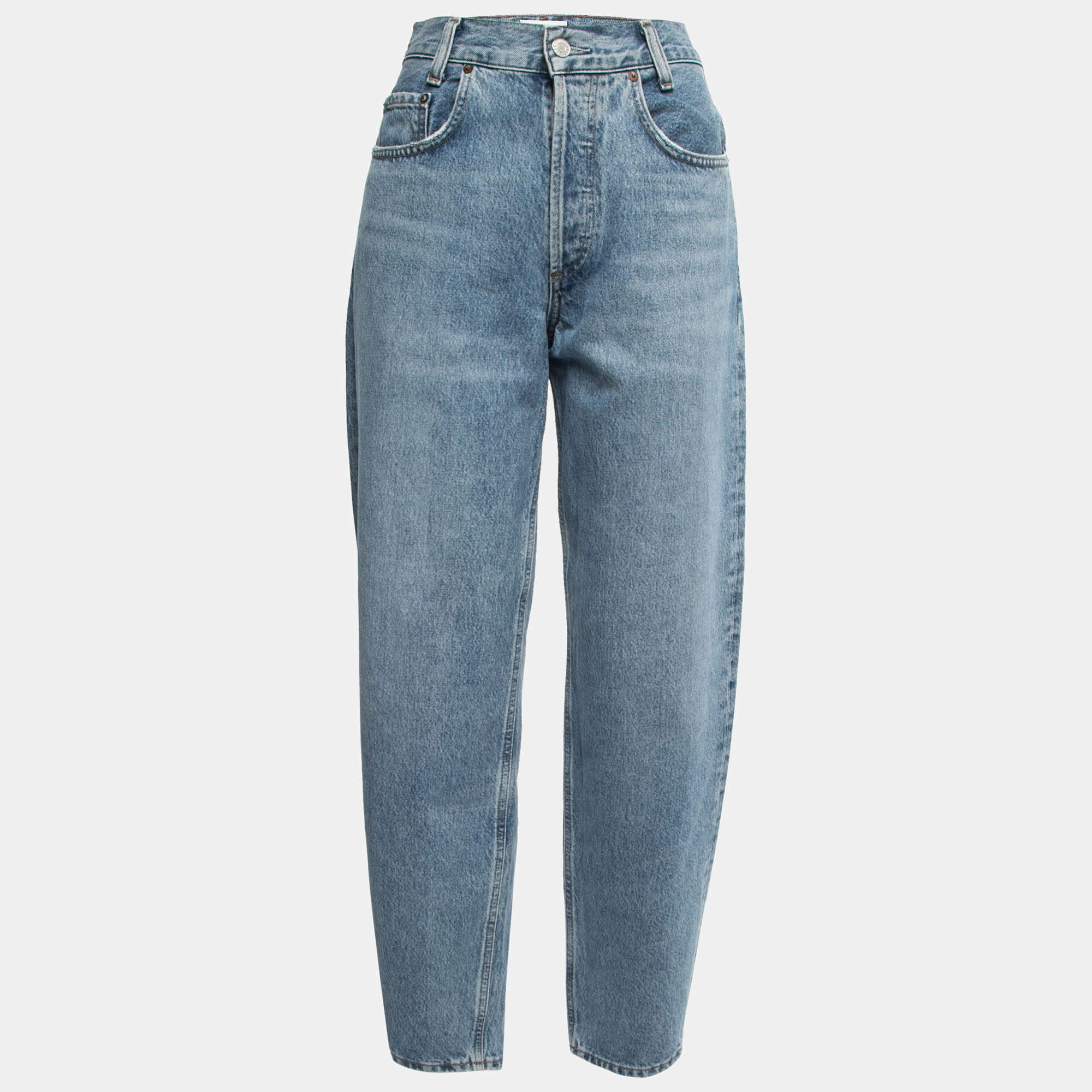 Agolde Blue Denim High Waist Tapered Jeans S Waist 25"