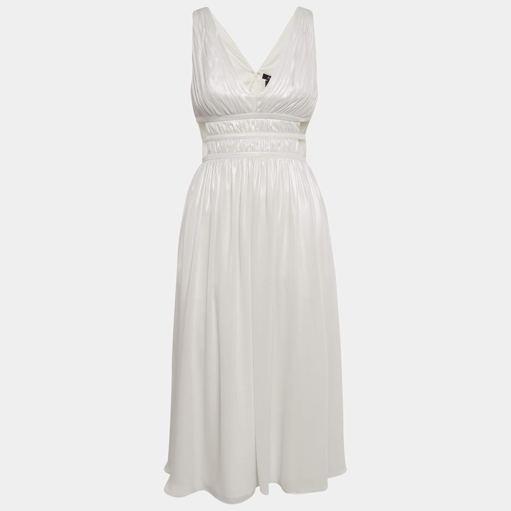 مملوكة مسبقًا ف ستان آيدان ماتوكس ميدي بكسرات وتفاصيل مكشوفة ليشمير عاجي مقاس صغير