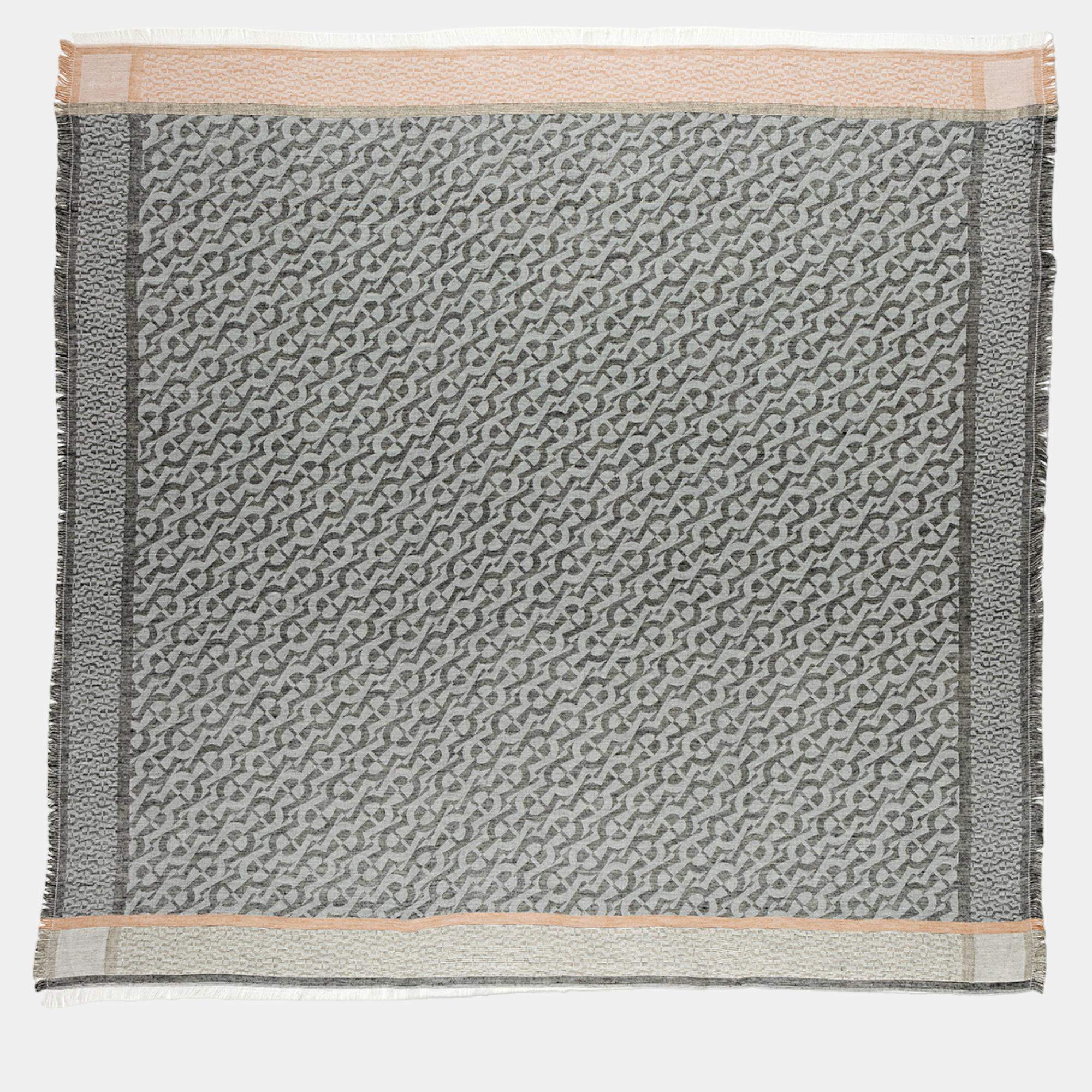 Pre Owned Aigner Black Cellulose Mix
 Logo Scarf Black