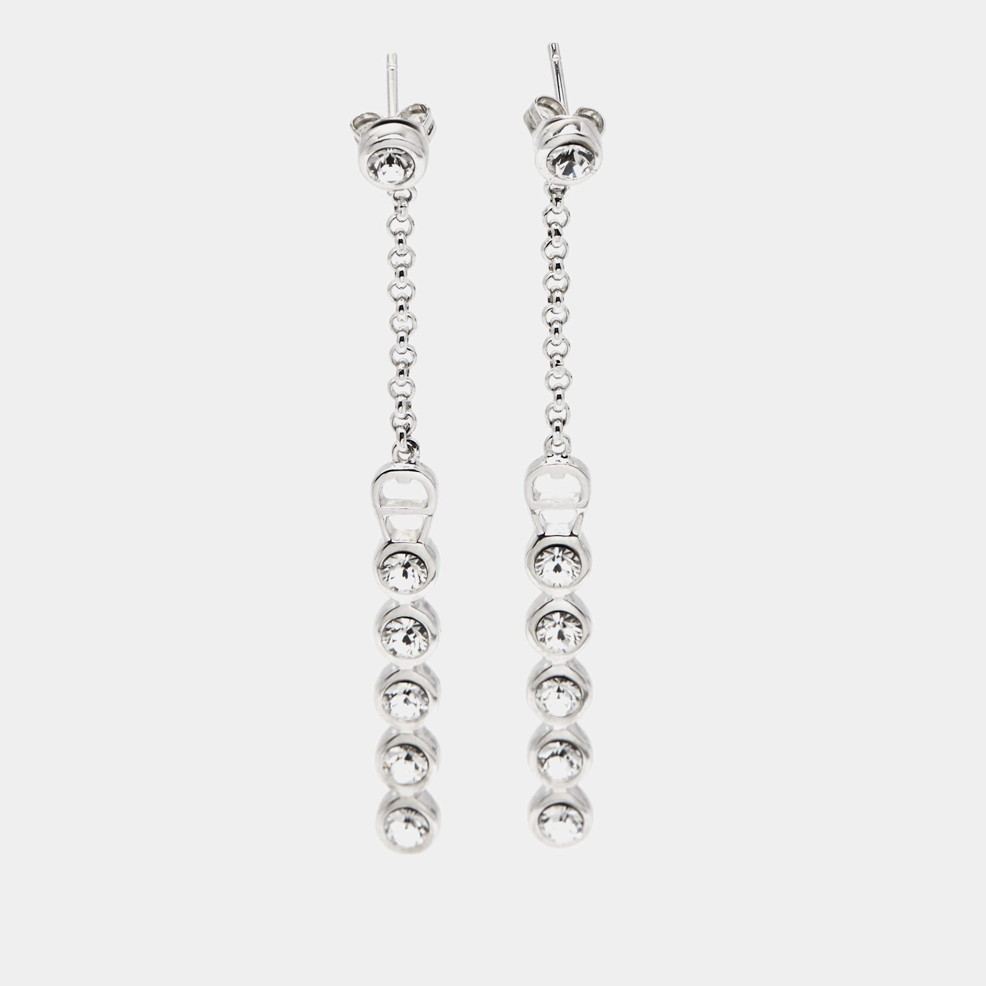 Pre Owned Aigner Crystals Silver Tone Earrings