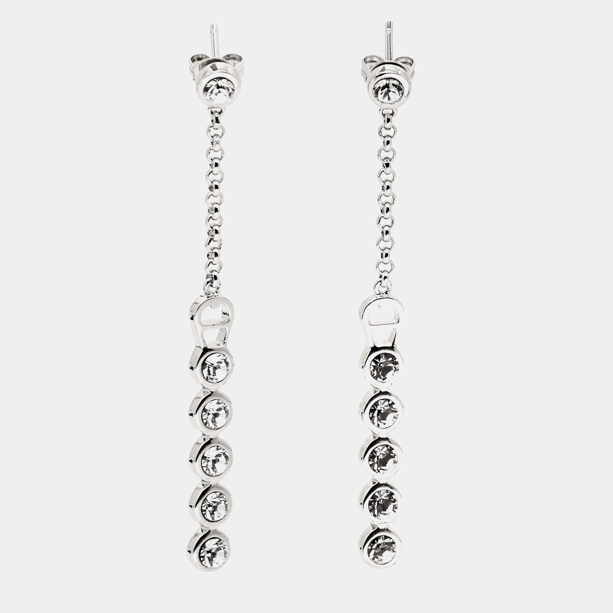 Pre Owned Aigner Crystals Silver Tone Earrings