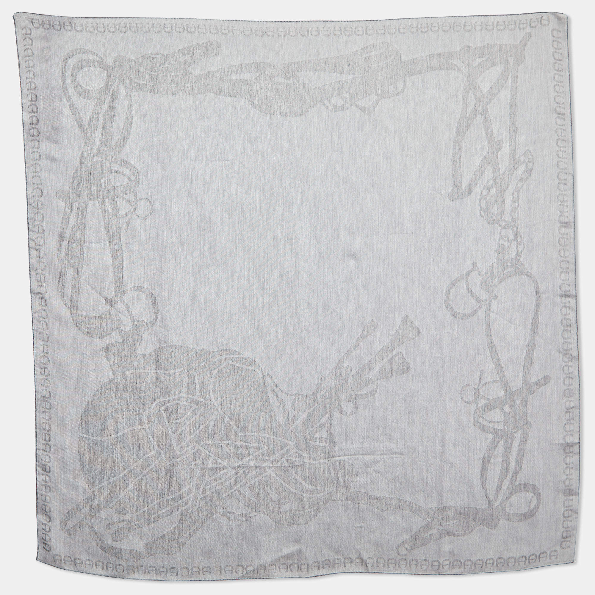 Aigner Grey Logo Print Silk Blend Seasonal Scarf