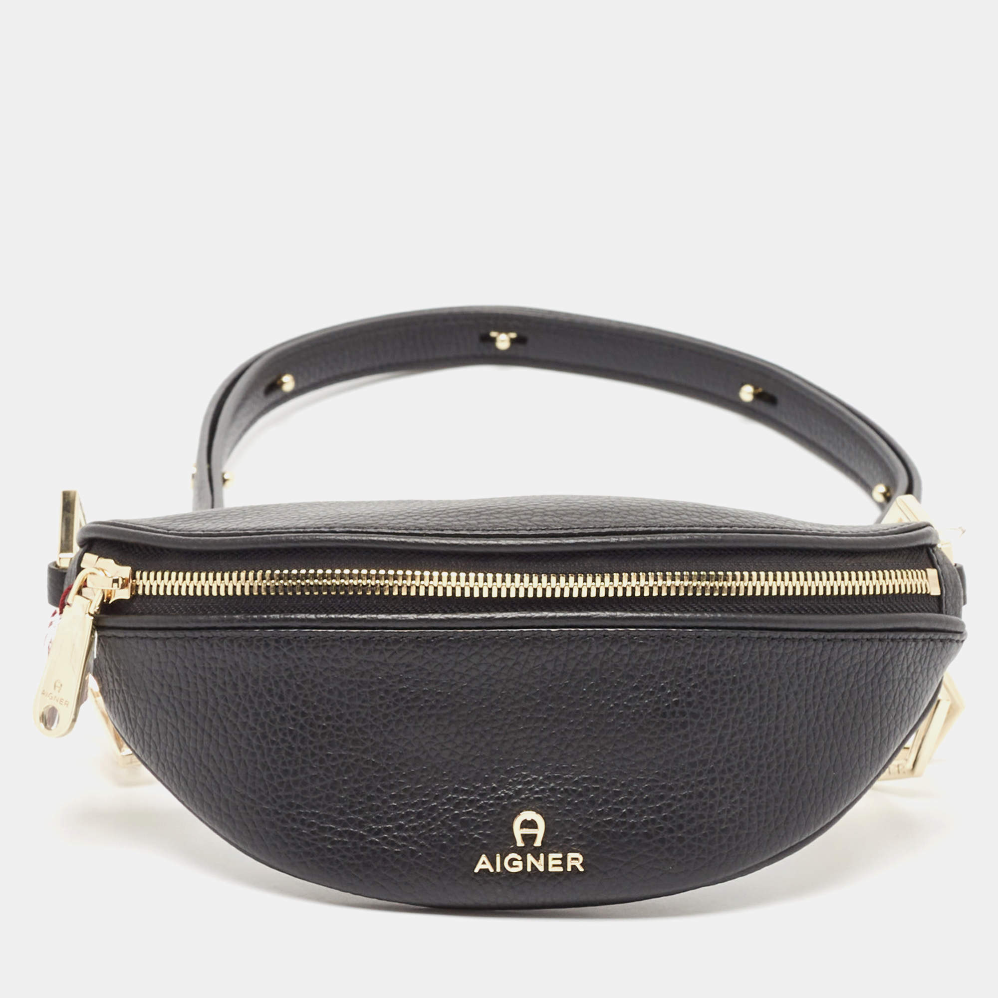 Aigner Black Leather Small Serena Belt Bag