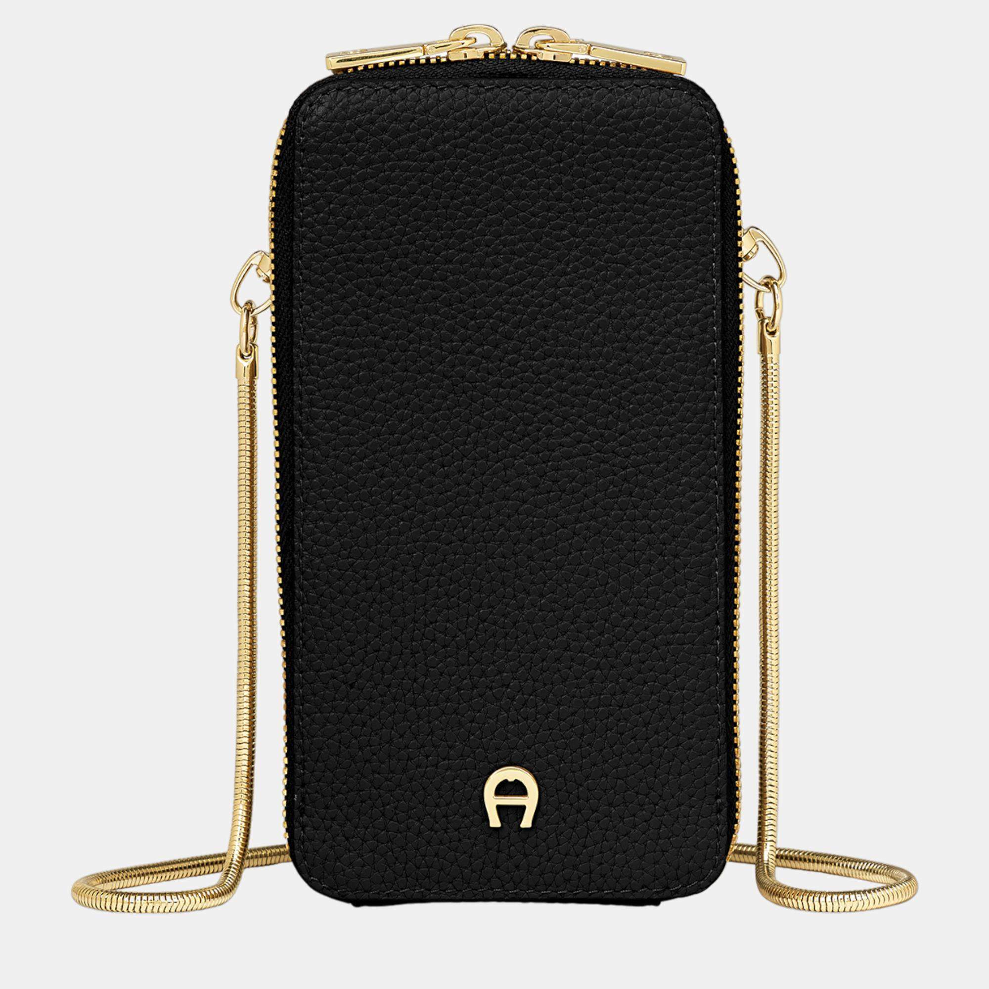 Aigner Black Leather Chain Pouch
