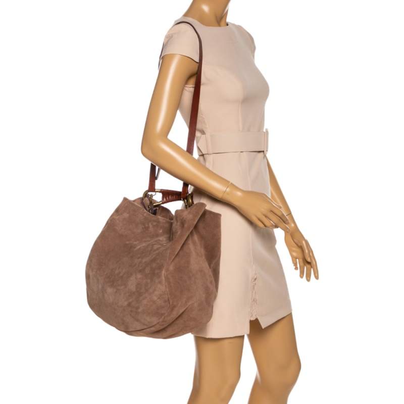 Aigner Light Brown Suede Moda Hobo