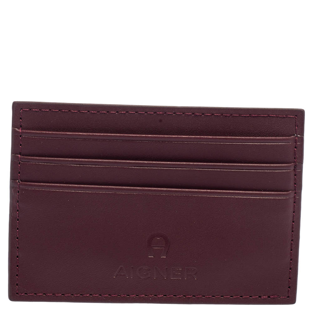 Pre Owned حامل بطاقات أيغنر جلد عنابي