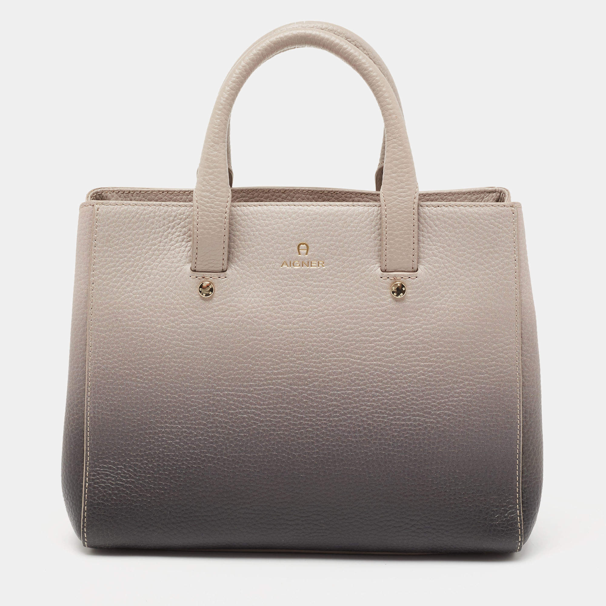 Pre Owned Aigner Beige/Black Ombre Leather Ivy Tote