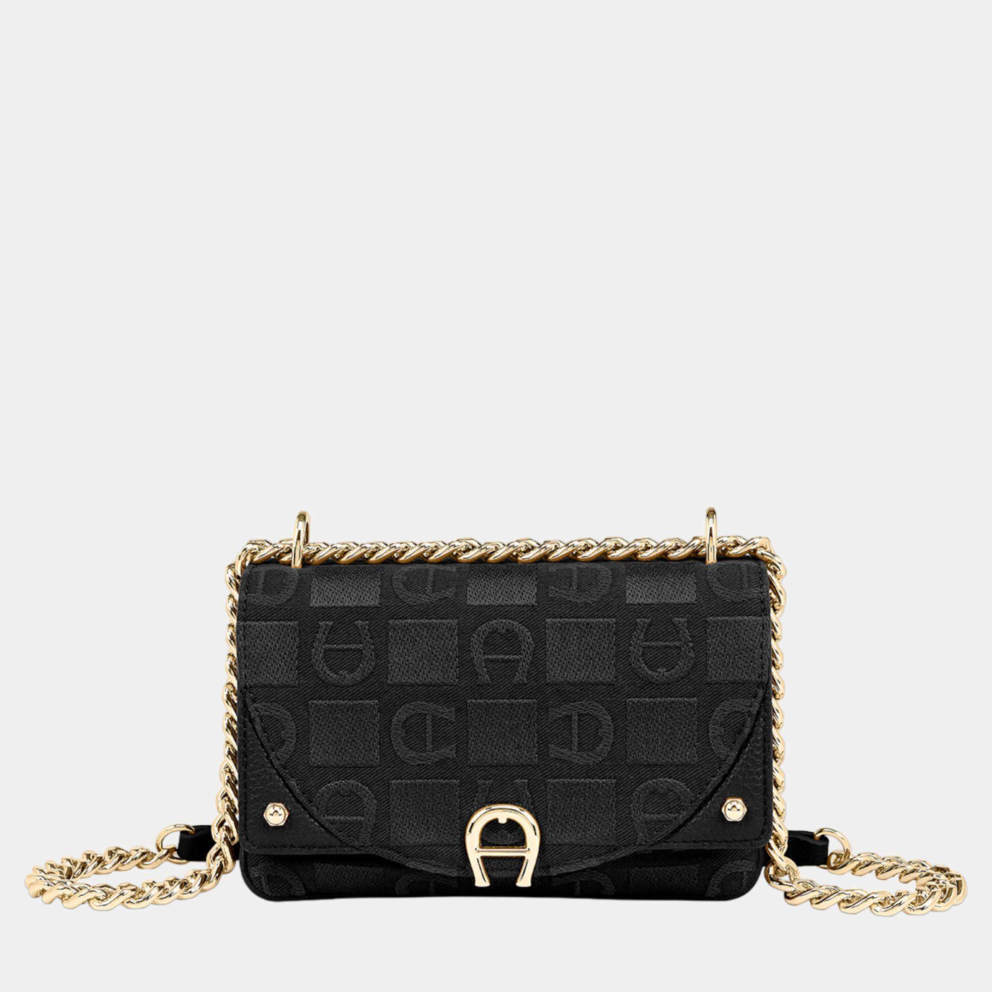 Aigner Black shiny light gold Metal Griffata Mini Bag Black