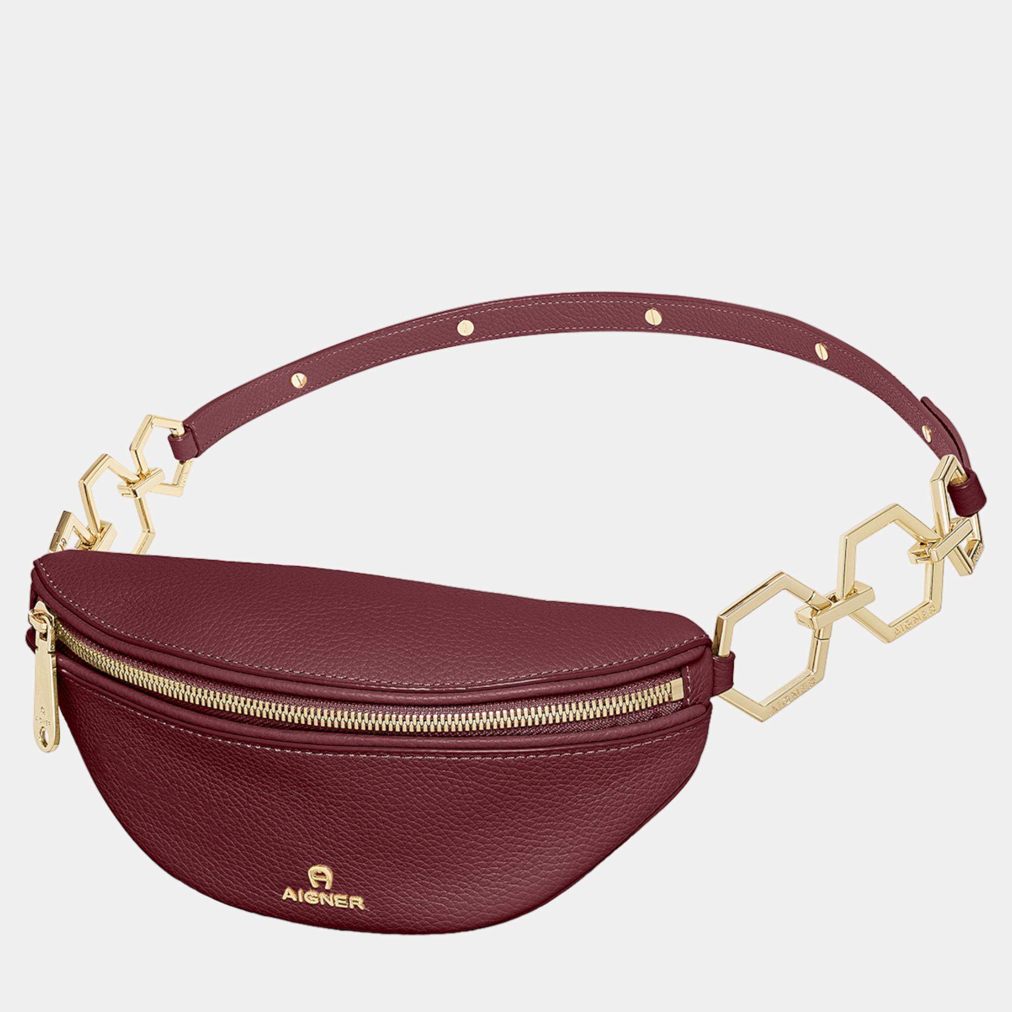 Aigner Burgundy shiny light gold Metal Serena Burgundy Belt Bag S