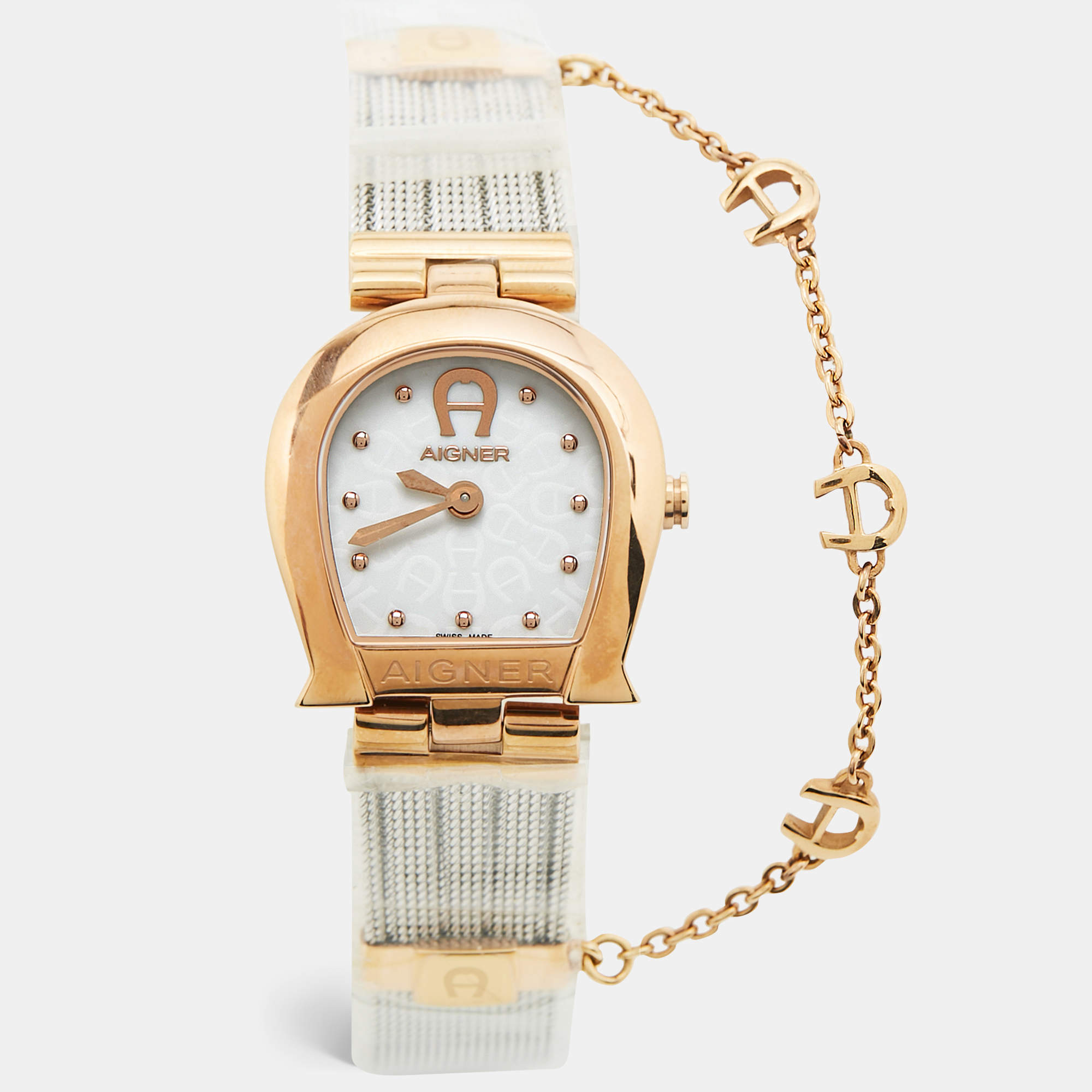 Pre Owned Aigner Mother of Pearl Two Tone Stainless Steel Cremona A115200 Women's Wristwatch 28 mm