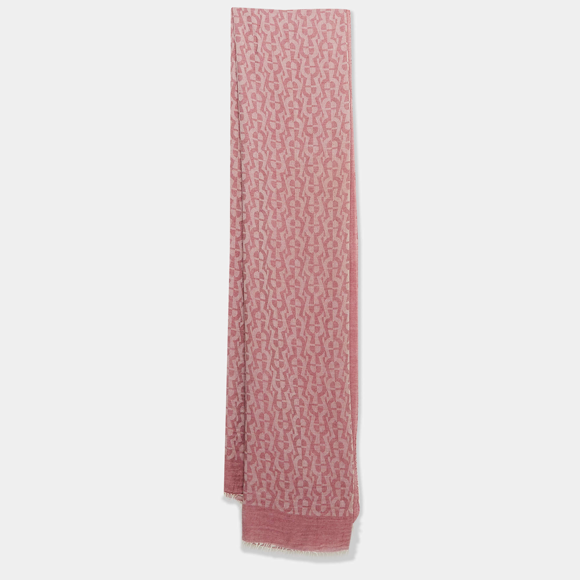Aigner Pink Monogram Cotton Blend Scarf