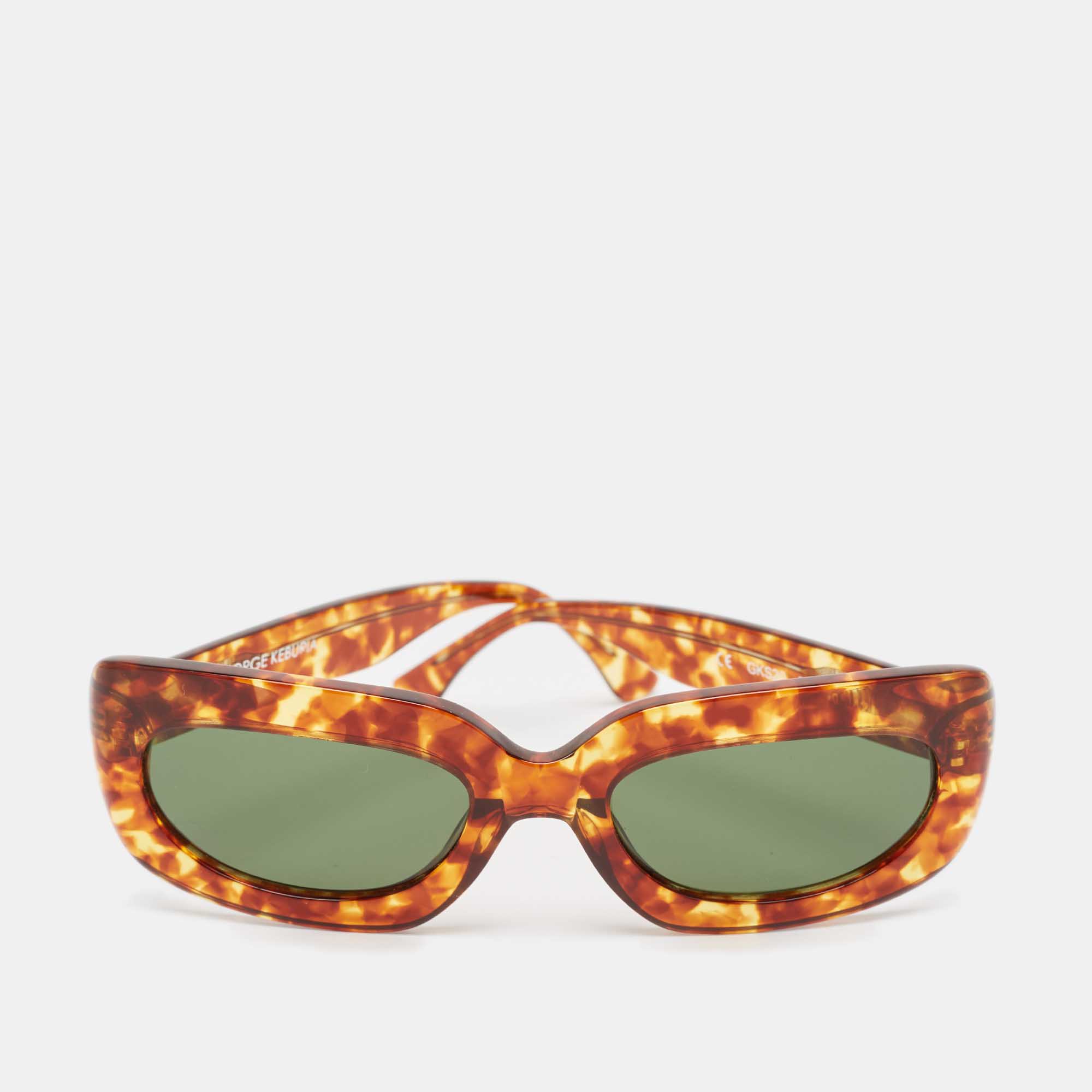 George Keburia Brown Tortoise GKS20 Rectangle Sunglasses