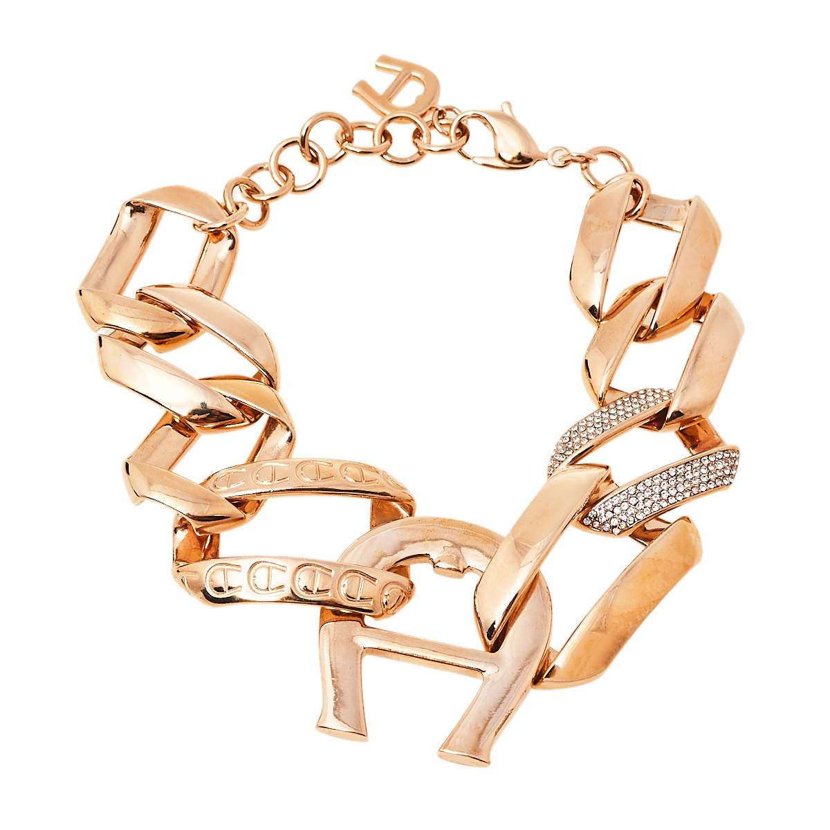 مملوكة مسبقًا Aigner Rose Gold Plated Crystal Pisa Bracelet
