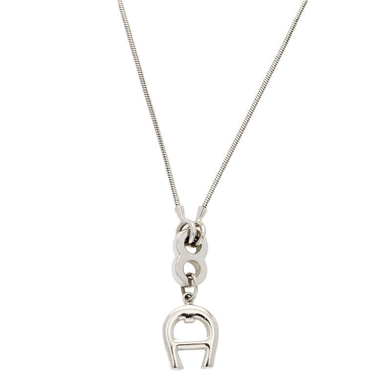 Pre Owned قلادة آيغنر معدن فضي اللون بالشعار 