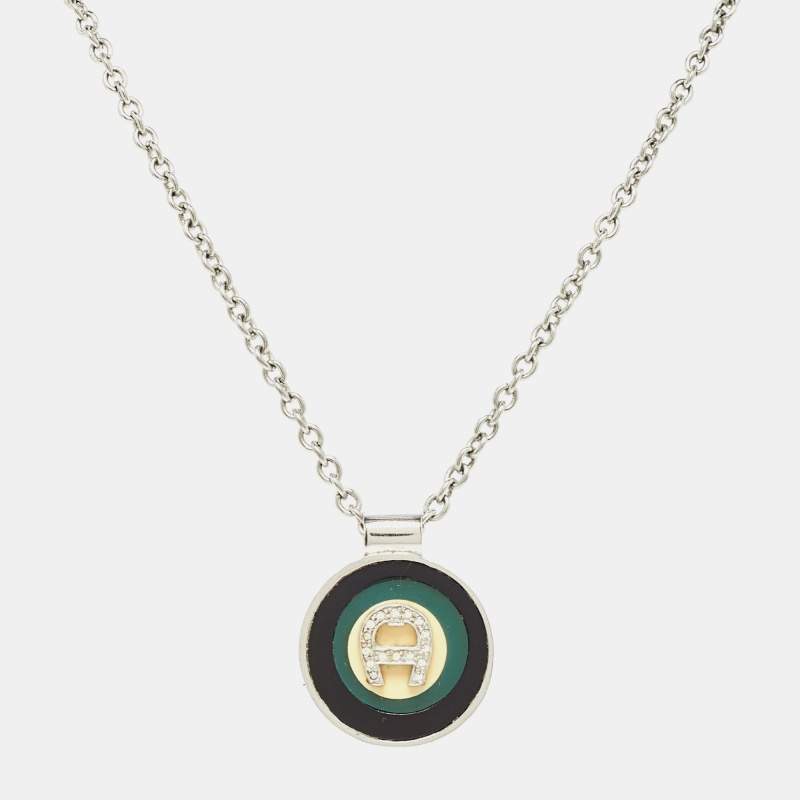 Aigner Crystal Resin Stainless Steel Necklace