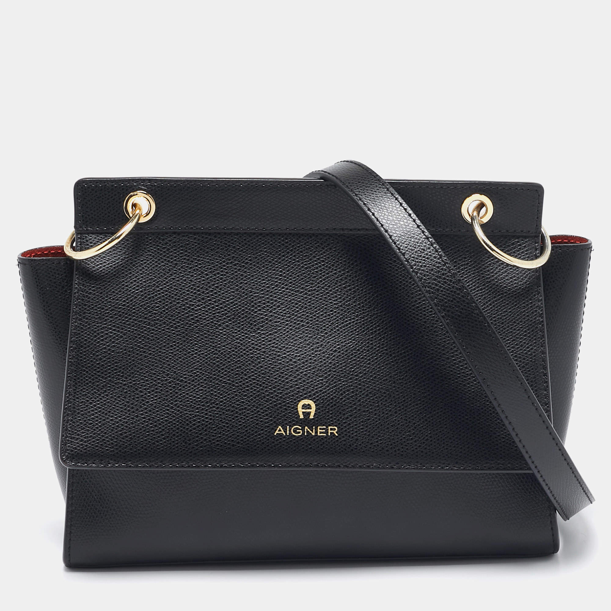Pre Owned Aigner Black Leather Mini Carol Shoulder Bag
