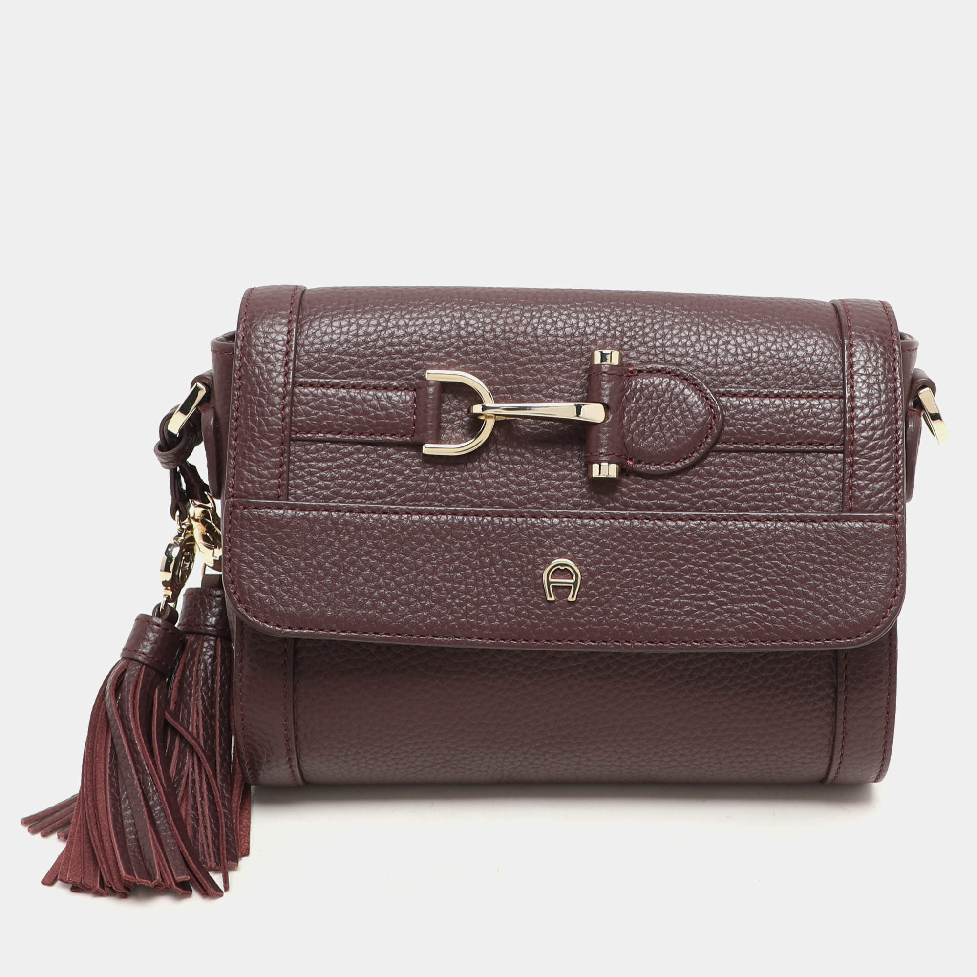Aigner Burgundy Leather Cavallina Crossbody Bag