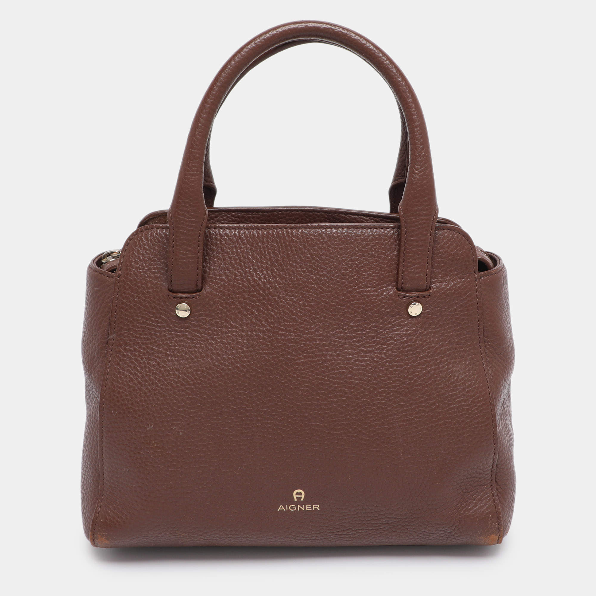 Pre Owned Aigner Brown Leather Satchel