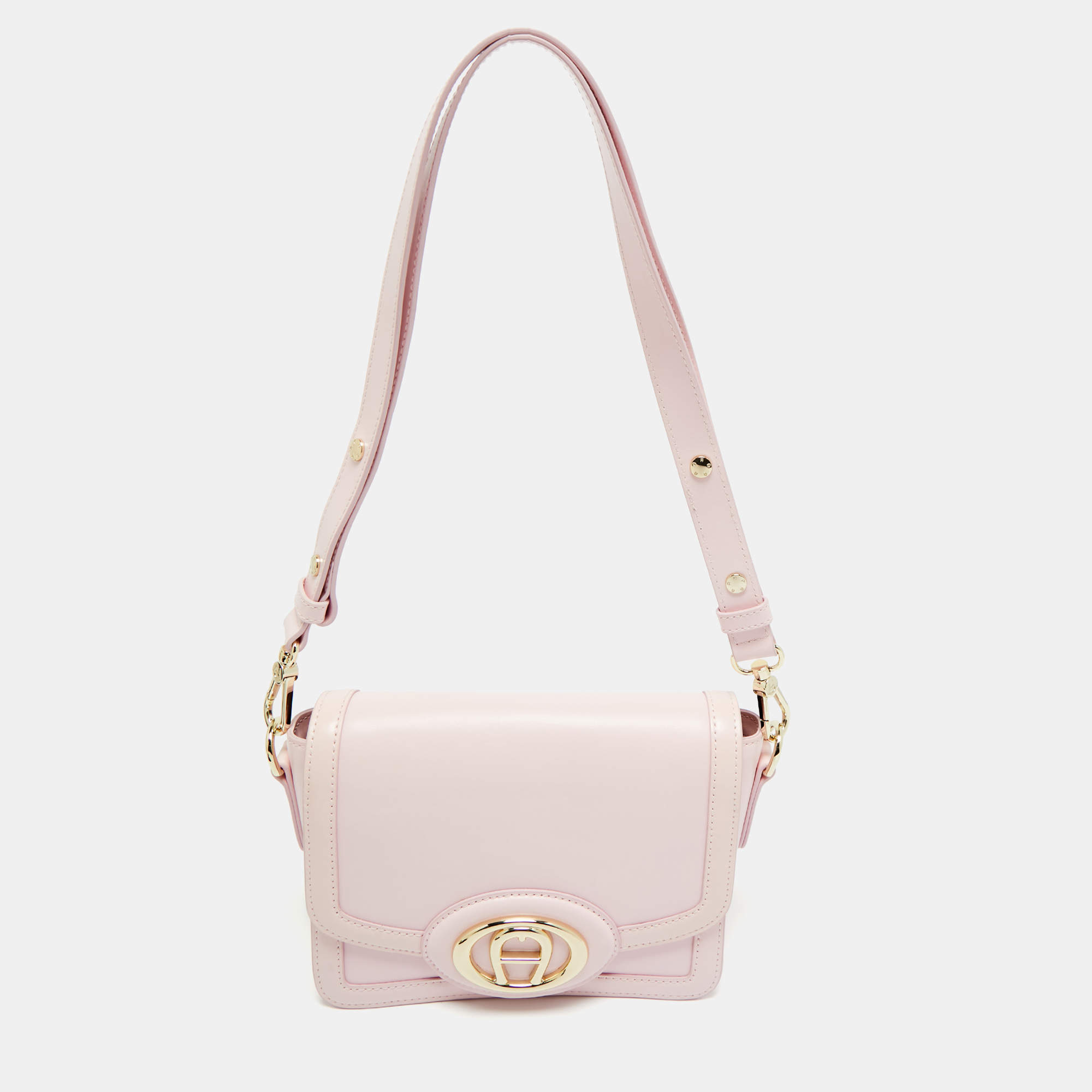 Pre Owned Aigner Light Pink Leather Luisa Shoulder Bag