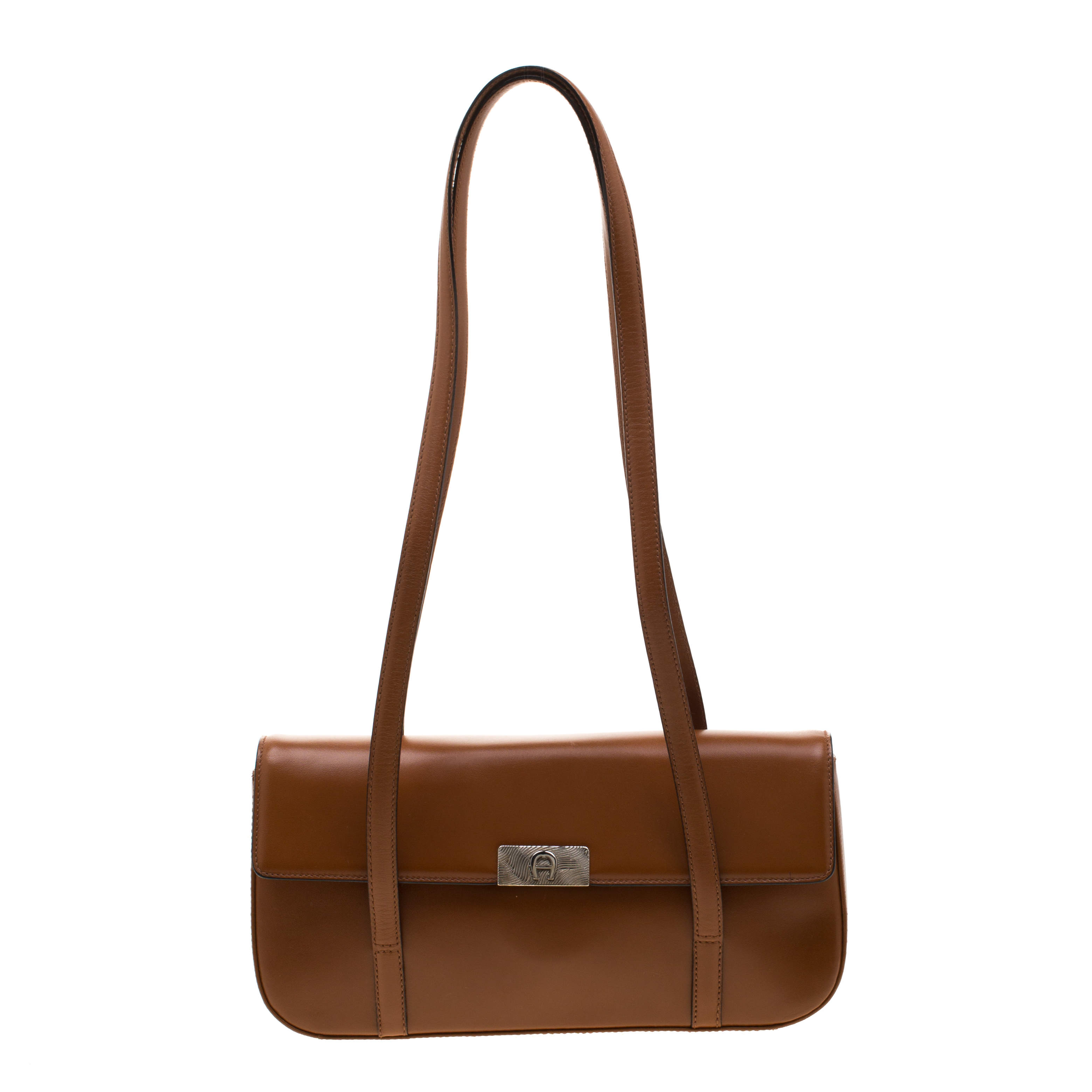 Aigner Brown Leather Flap Shoulder Bag