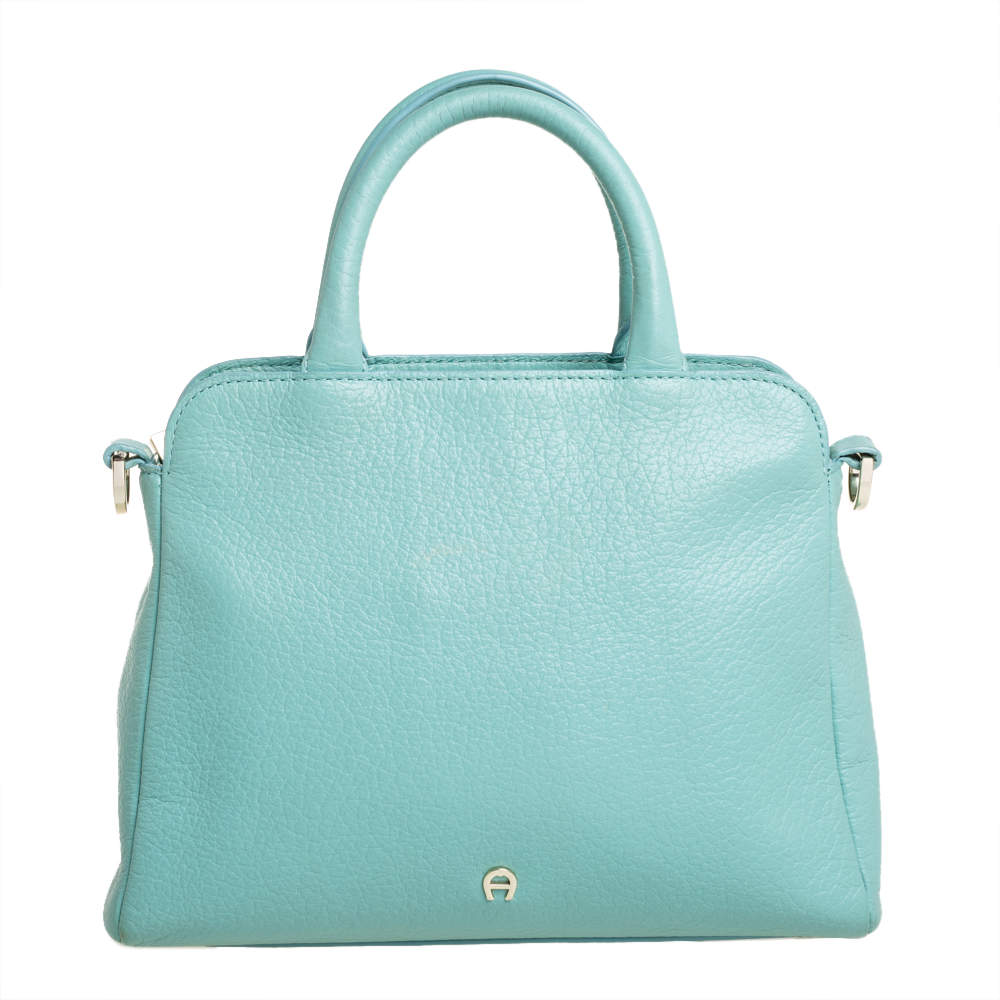 Pre Owned Aigner Mint Green Leather Satchel