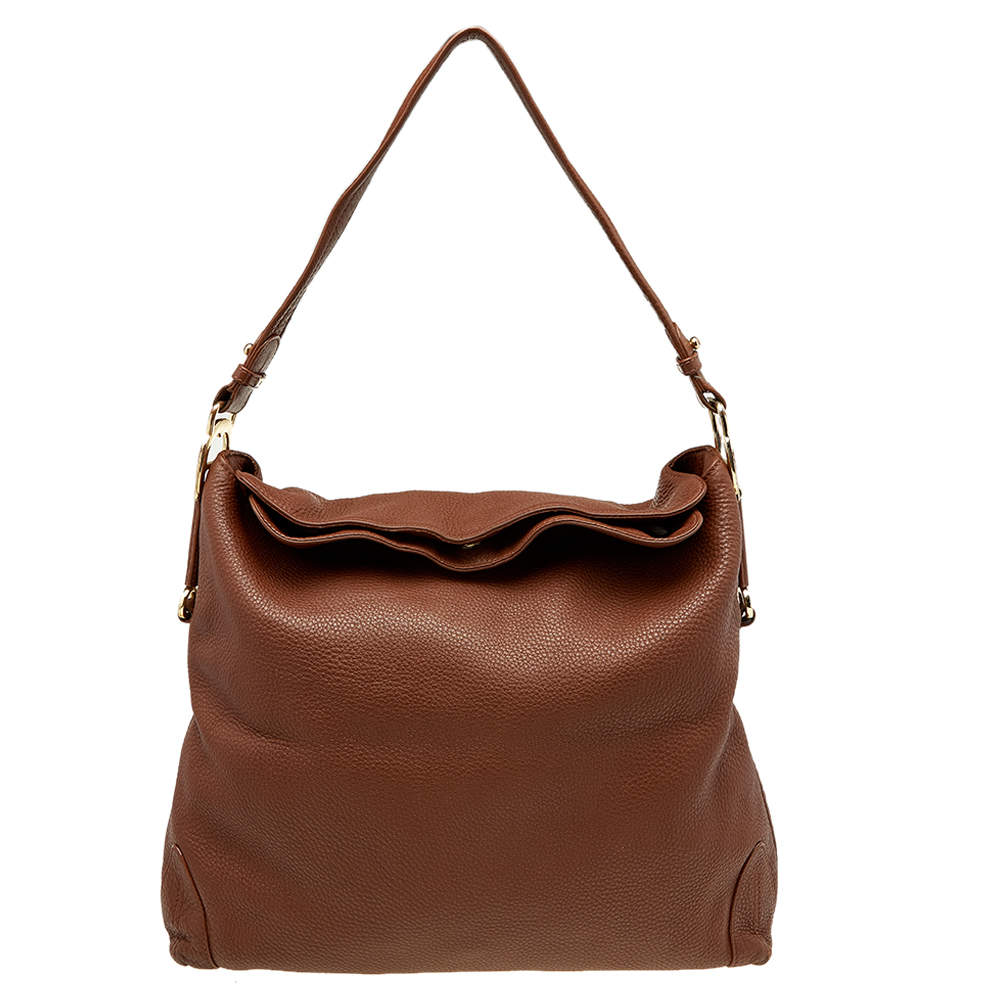 Pre Owned Aigner Brown Leather Large Arya Hobo