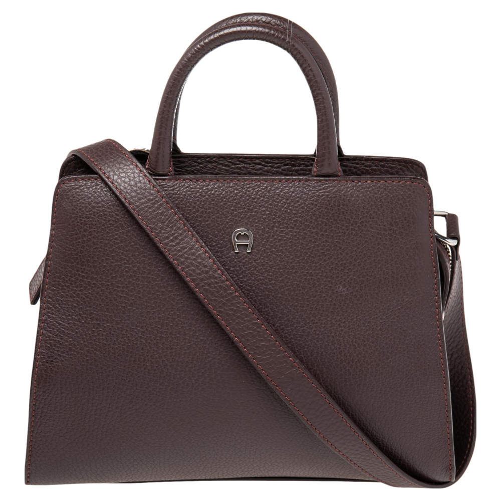 Pre Owned Aigner Burgundy Leather XS Cybill Tote